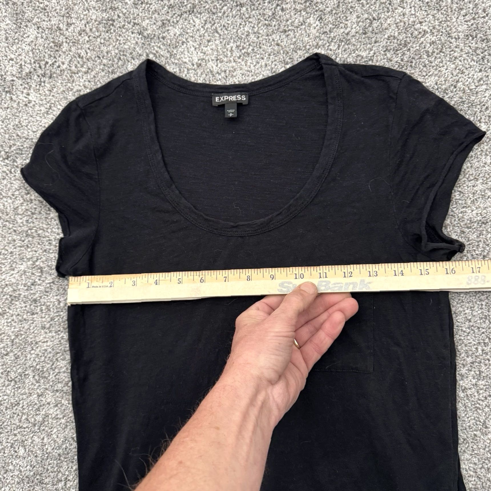 Express Express Top Shirt Womens Small Black Beaded Glam Sparkly Minimalist Edgy Embellished Casual Short Sleeve Round Neck Pullover Cotton Modal Size S / US 4 / IT 40 - 3 Thumbnail