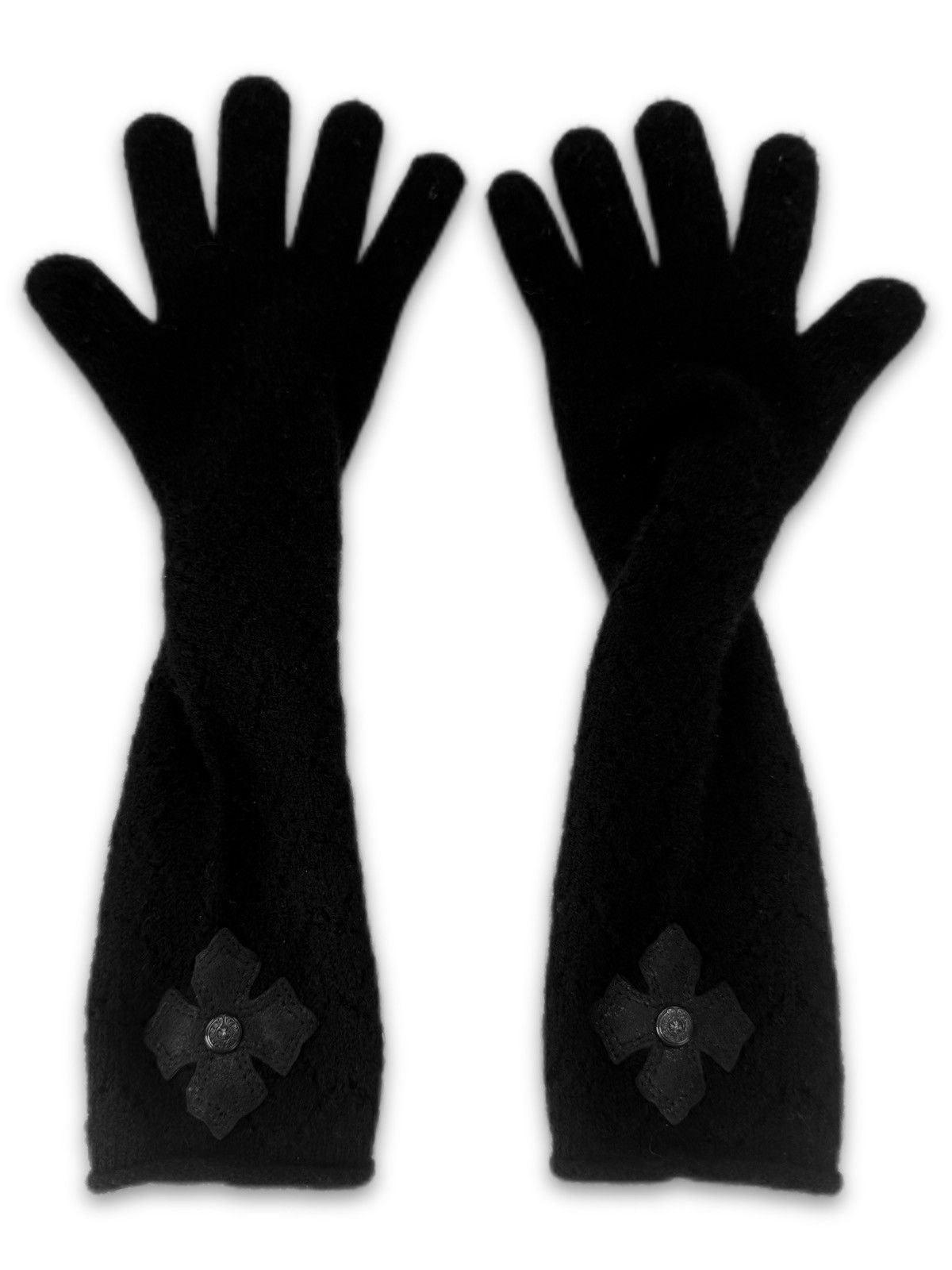 Chrome Hearts Chrome Hearts ‘Cross’ Patch .925 Silver Lace Long Gloves Size ONE SIZE - 1 Thumbnail