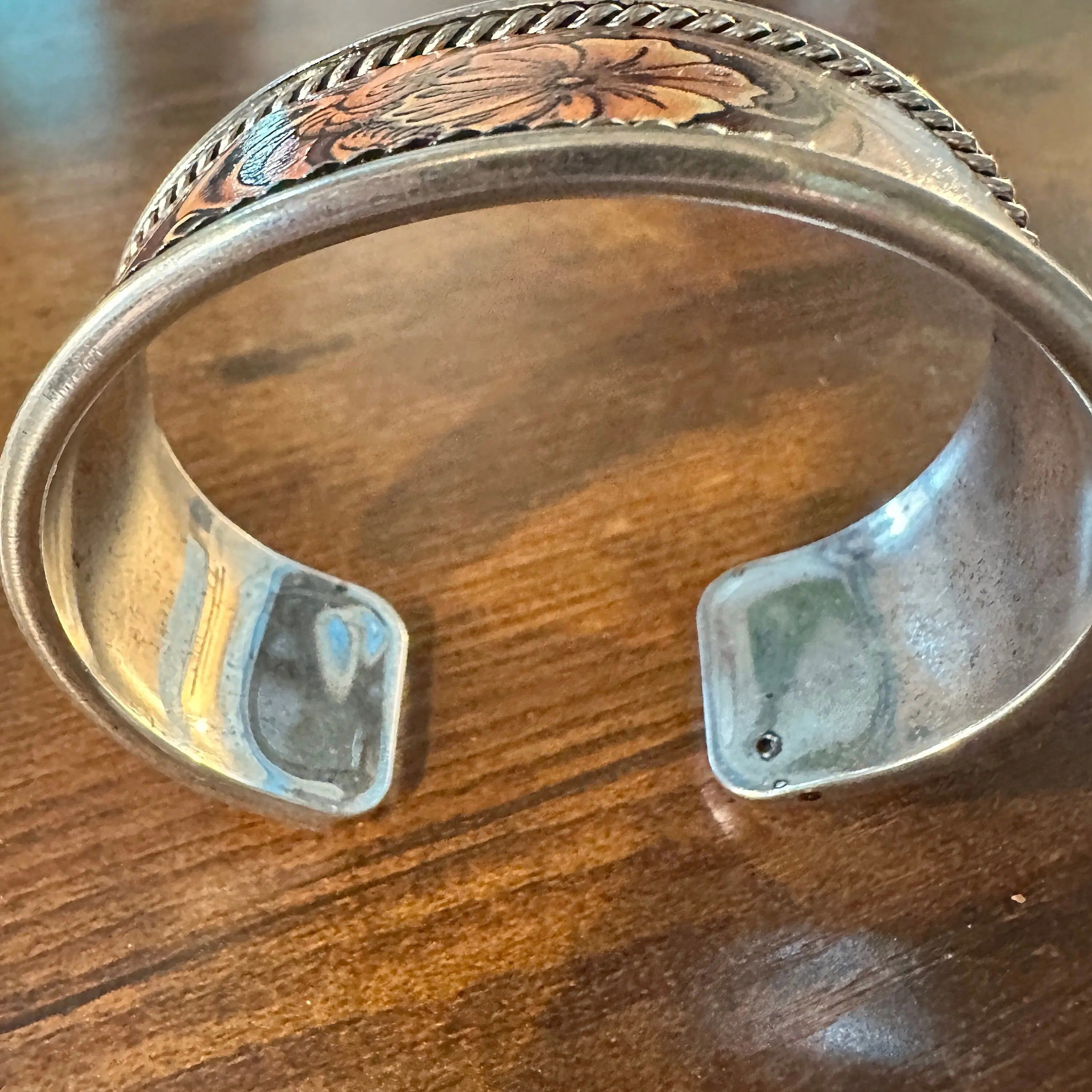 Other Handcrafted Boho Western Brown Floral Scroll Lace Wide Cuff Size ONE SIZE - 7 Thumbnail