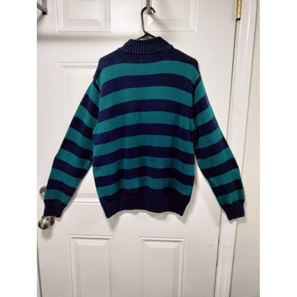 Chaps Chaps Striped Knit Pullover Sweater XL Navy & Green Cotton Q Size US XL / EU 56 / 4 - 7 Thumbnail