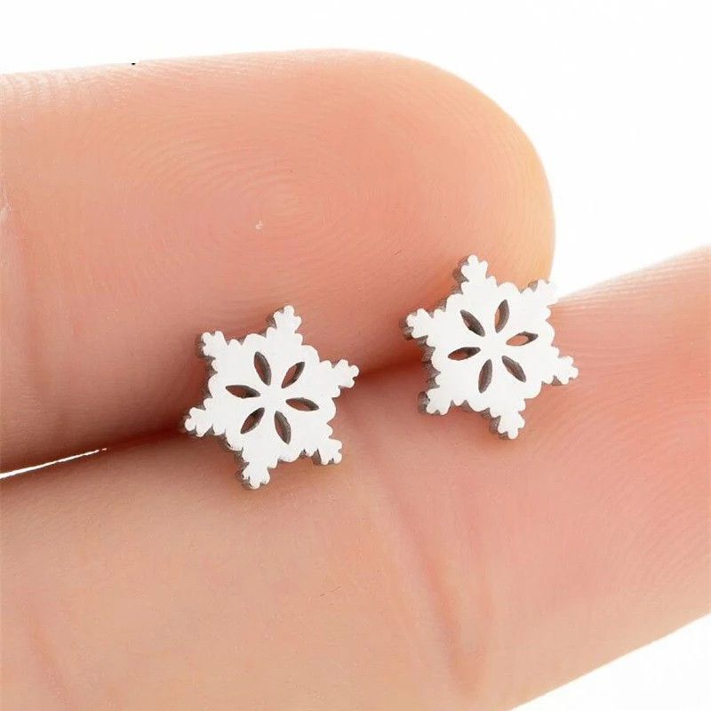 Jewelry Snowflake Mini Stud Earrings Charm Earring Gift Size ONE SIZE - 1 Thumbnail