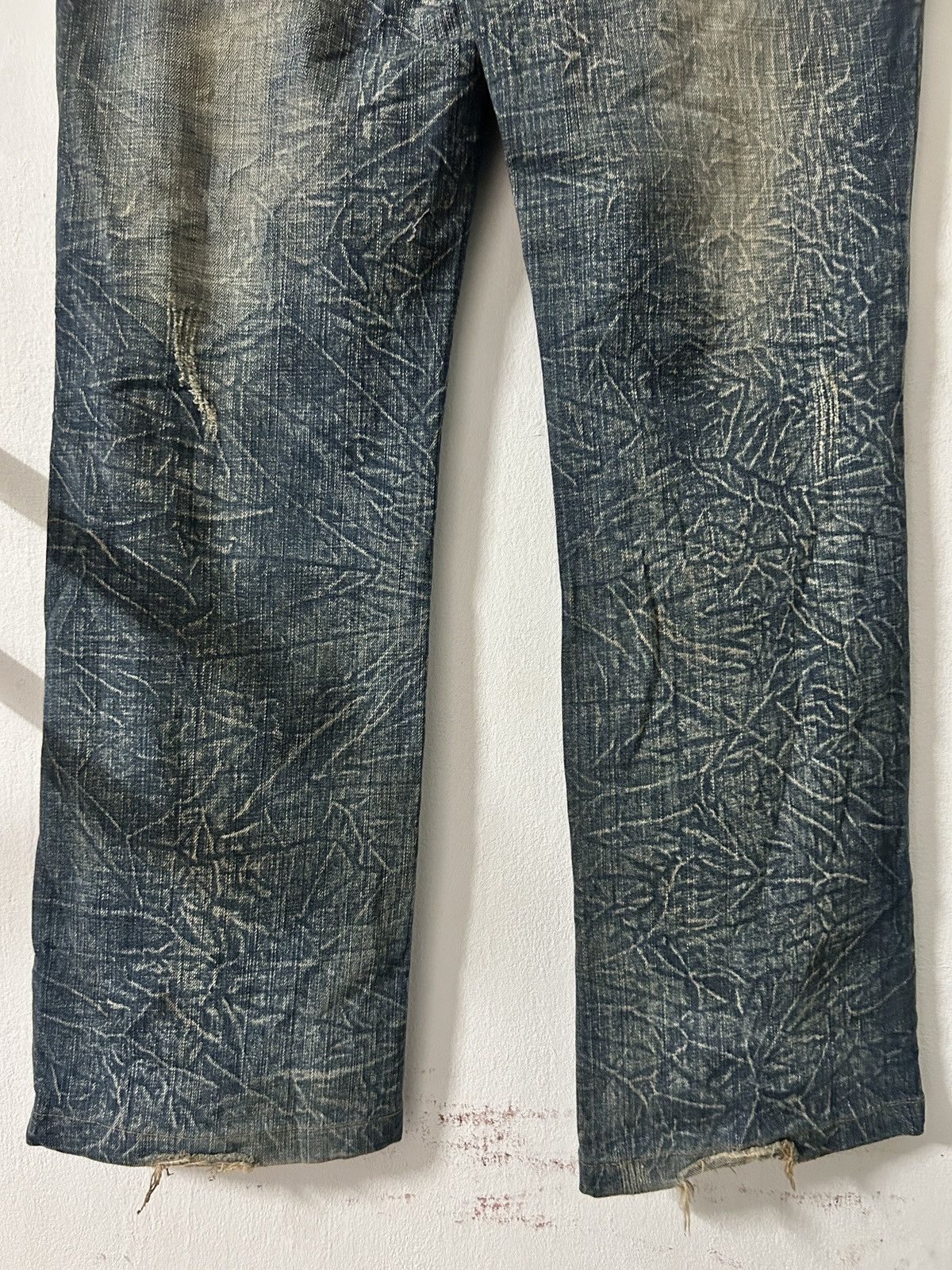 Alphanumeric × Japanese Brand × Vintage Crazy Double Waist Alpha Numeric Sick Acid Wash Design Size US 35 - 5 Thumbnail