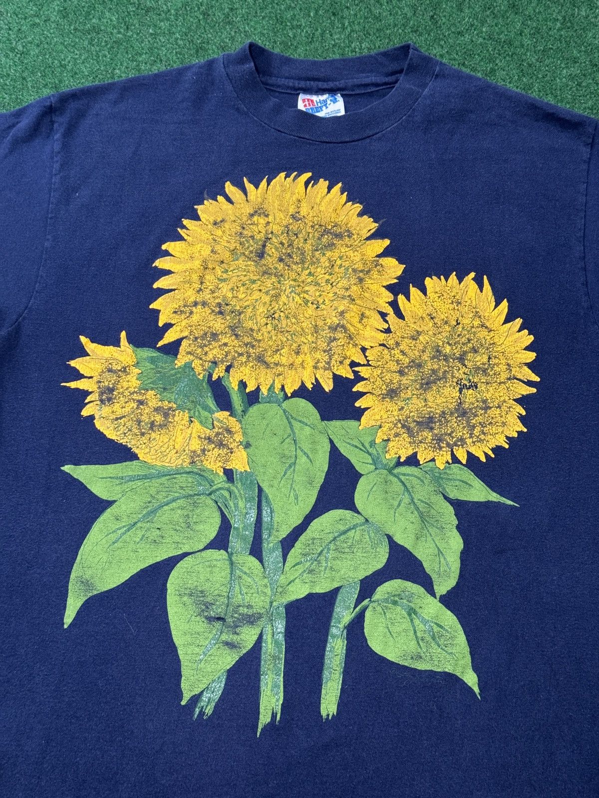 Hanes Vintage 90s Sunflower Flower Print Retro Van Gogh T Shirt Size M / US 6-8 / IT 42-44 - 2 Thumbnail