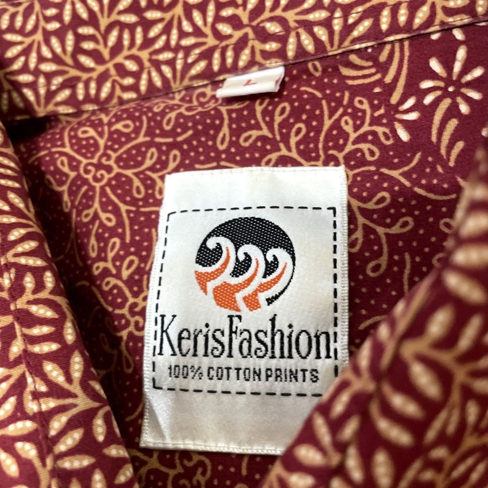 Vintage VINTAGE KERIS Fashion Hawaiian Shirt Men L Floral Tribal Stripe Orange Red Cotton Short Sleeve Button-Up Collared Size US L / EU 52-54 / 3 - 5 Thumbnail