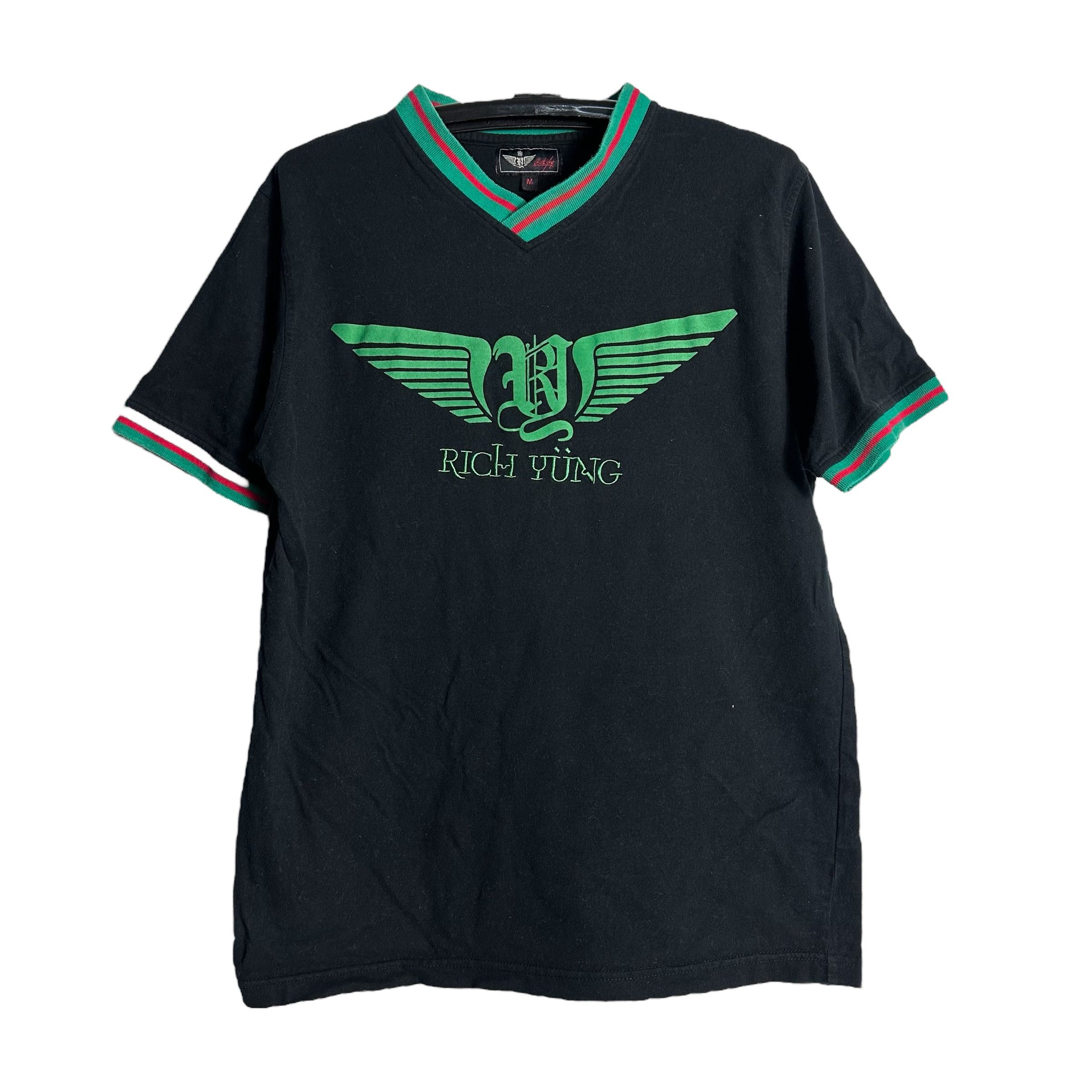 Japanese Brand × Vintage 🔥RARE🔥Vintage Rich Yung Spell Out V-Neck T-shirt Size US M / EU 48-50 / 2 - 1 Thumbnail