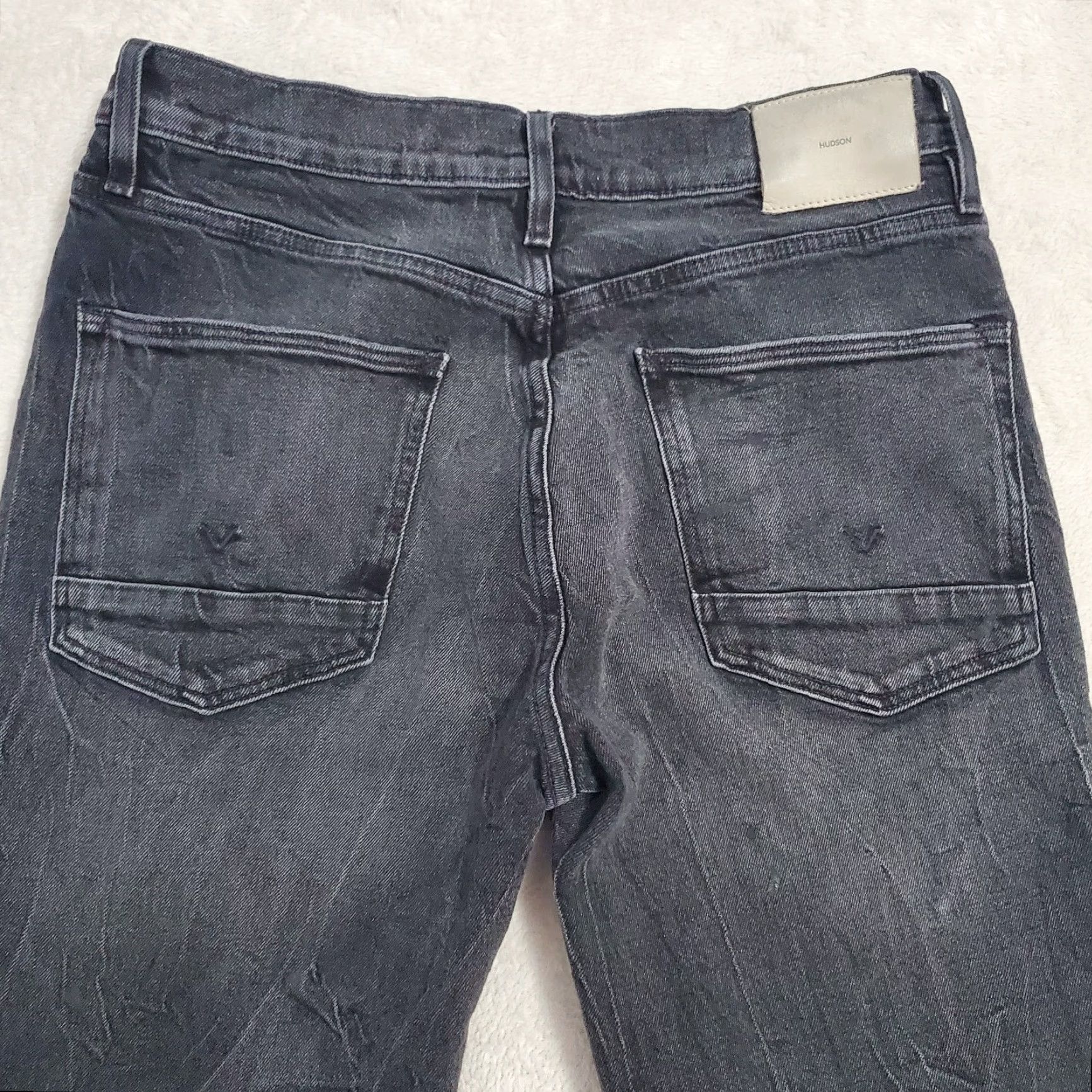 Hudson VINTAGE Hudson Jeans Men 32 Black Reese Onyx Button Fly Straight Leg Denim 32x29 Size US 32 / EU 48 - 7 Thumbnail