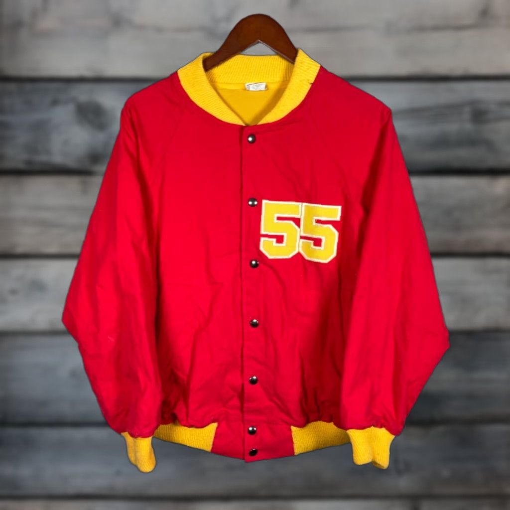 Vintage Vintage Palmetto's Men's Large Red Yellow Embroidered Varsity Bomber Jacket 80s Retro Sports Size US L / EU 52-54 / 3 - 1 Thumbnail