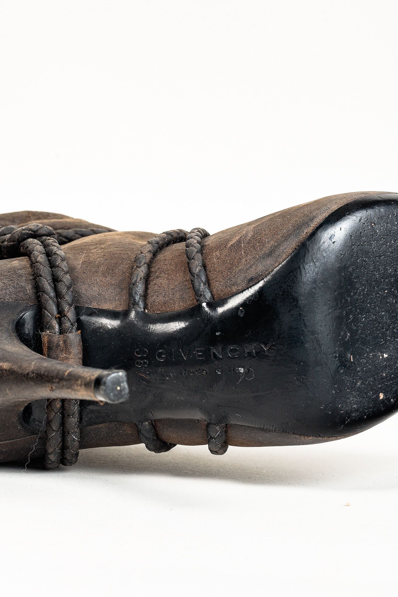 Givenchy Wax Textured Leather Knotted-Rope Heeled Boots