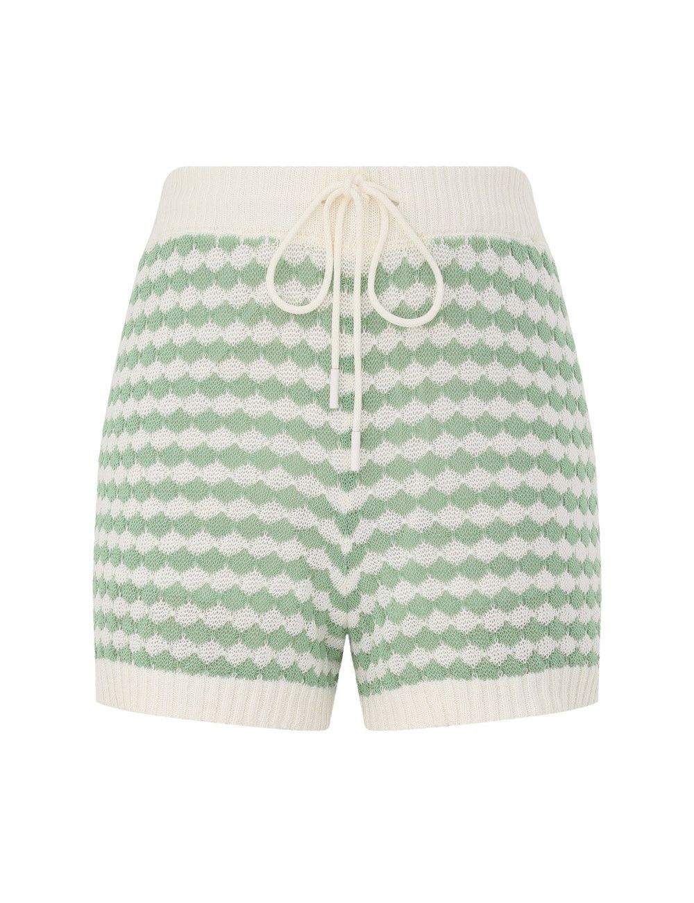 Zimmermann oc11z0126 Everley Scallop Knit Shorts in Green/Cream Size 27" / US 4 / IT 40 - 1 Thumbnail