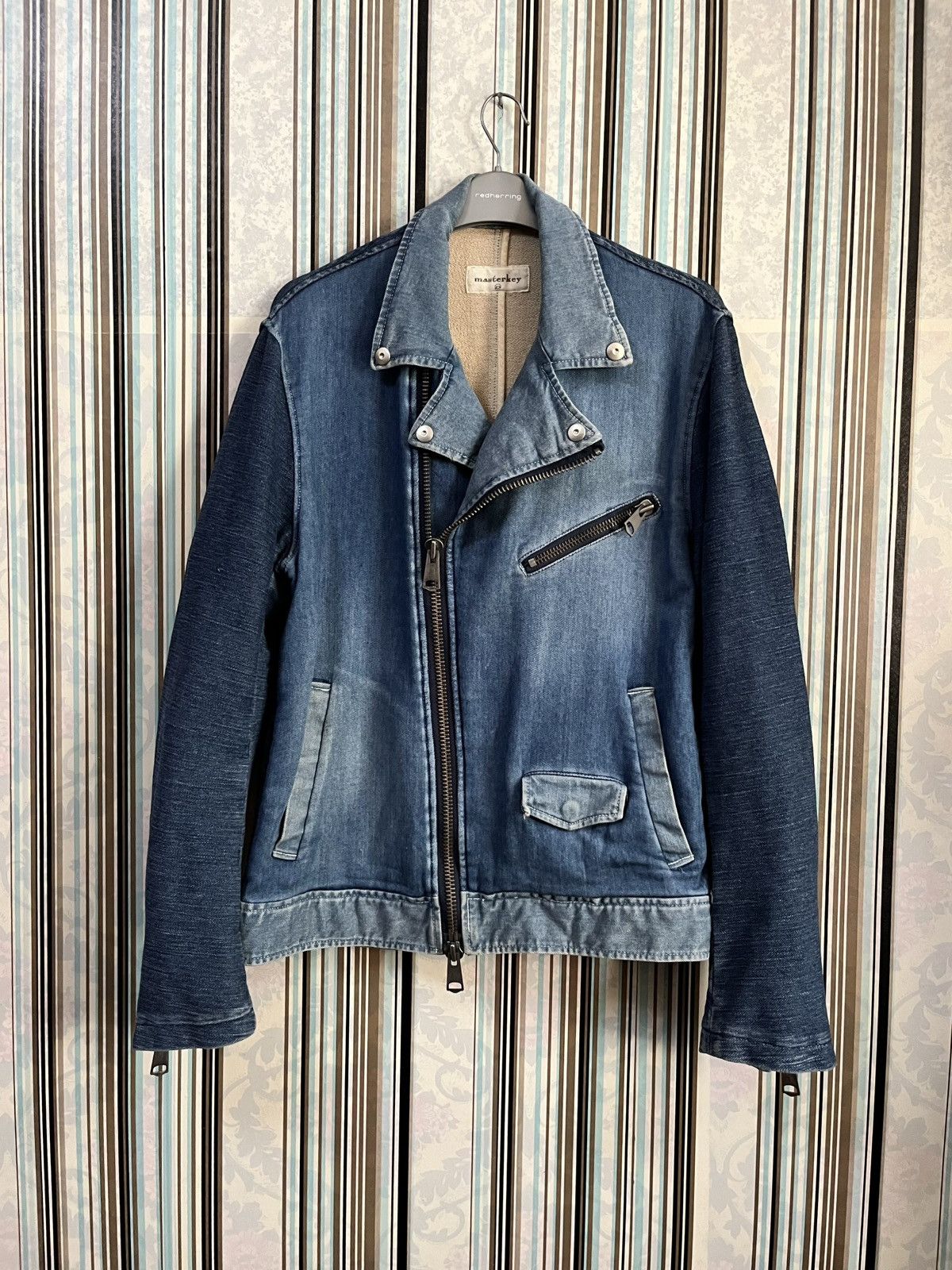 Japanese Brand 1990s Masterkey double collar biker #G1 Size US M / EU 48-50 / 2 - 1 Thumbnail
