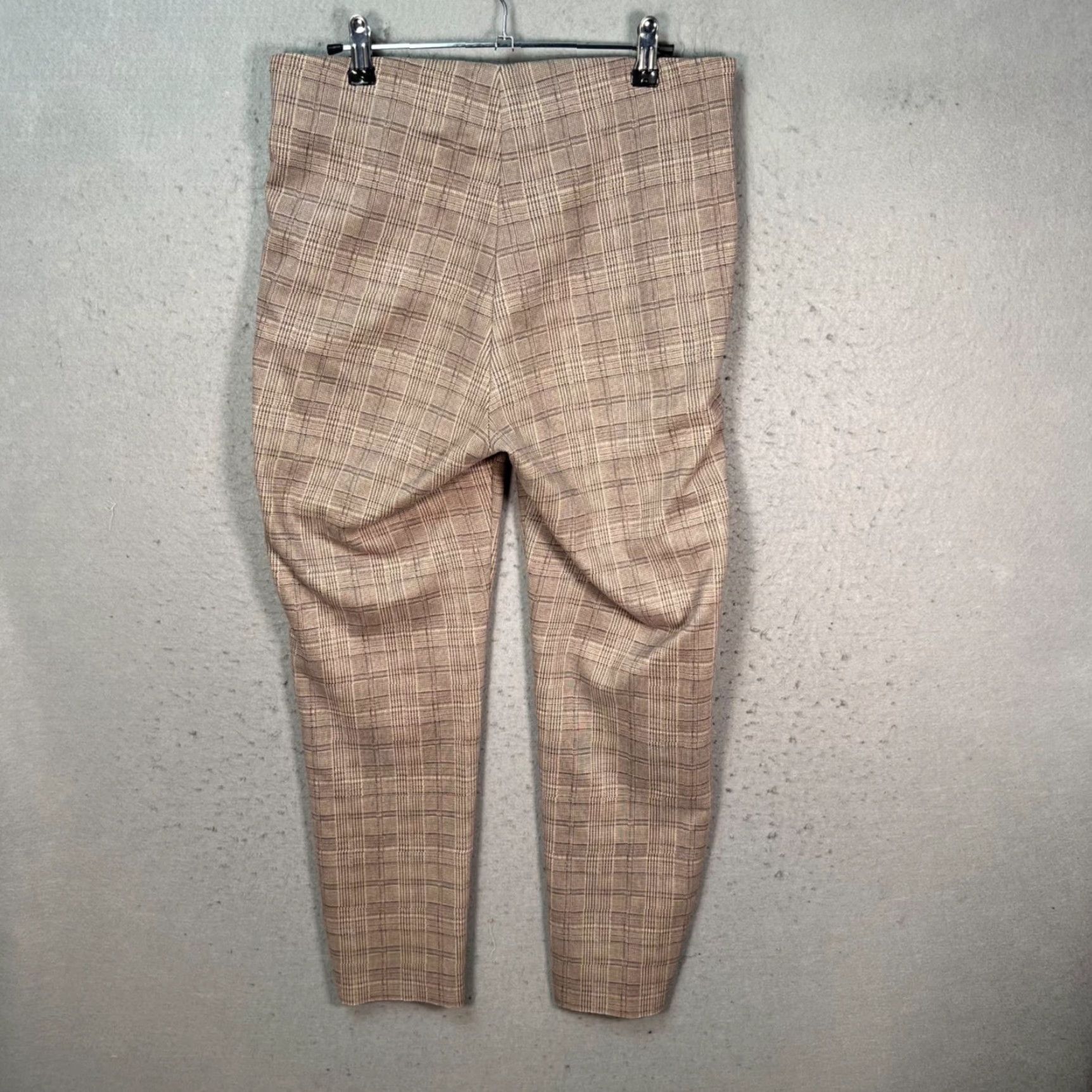 Zara Zara Womens Size Large Tan Plaid High Waisted Tapered Trousers Stretch Pants Dress Pants Size 36" / US 14 / IT 50 - 2 Thumbnail