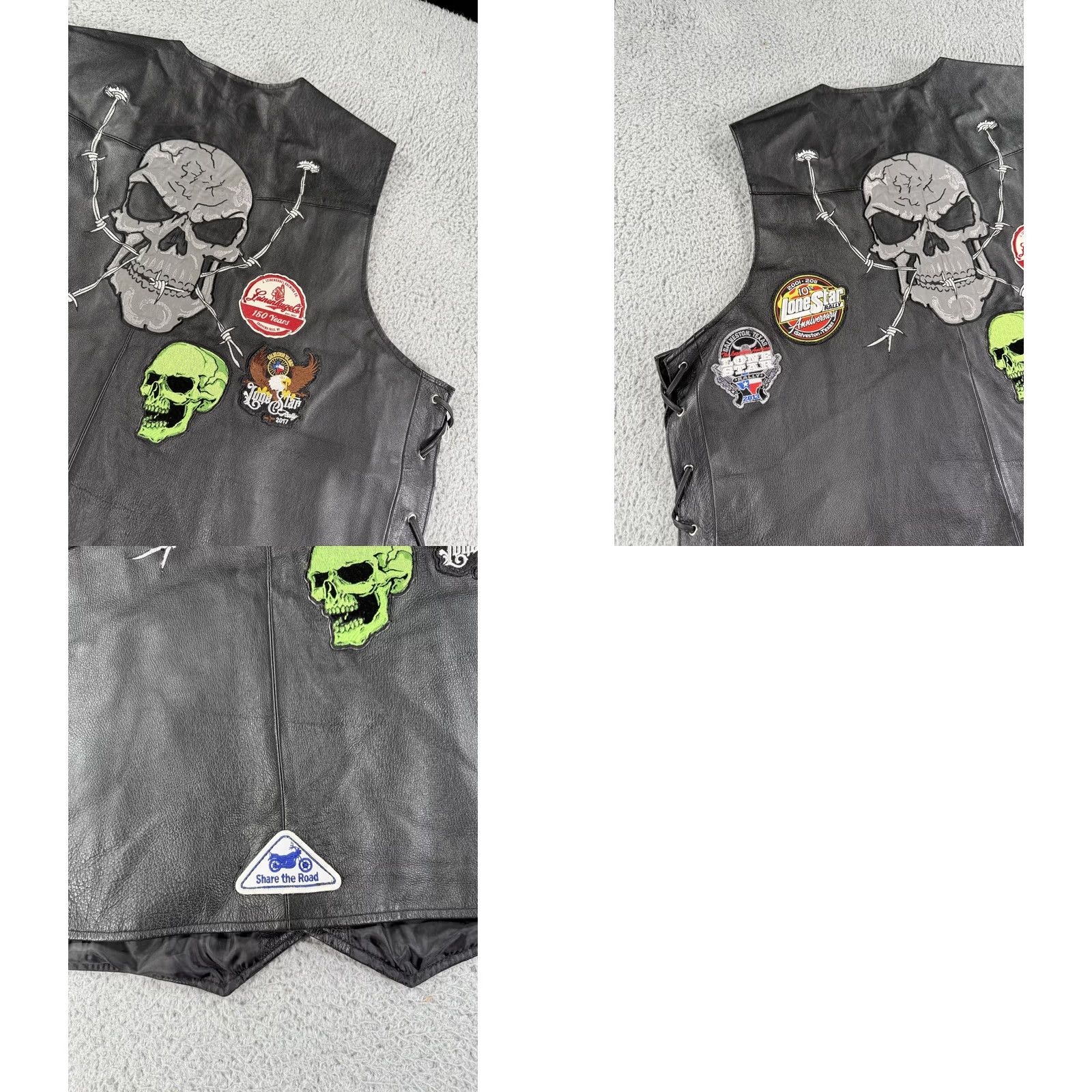 Vintage VINTAGE Leather Motorcycle Vest Mens 3XL Black Club Biker Patch Snake Skull Texas Rally Size US XXL / EU 58 / 5 - 9 Thumbnail