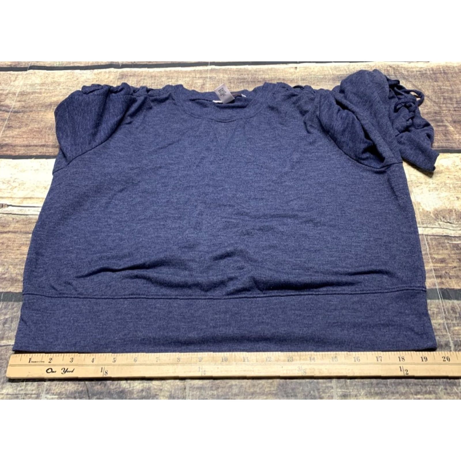 Victoria's Secret Victoria's Secret Woman's Long Sleeve Shirt XS Blue Pullover Crew Neck Laced Arm, Casual, Solid, Regular Fit, Fall Spring Summer Winter, Women Size XS / US 0-2 / IT 36-38 - 7 Thumbnail