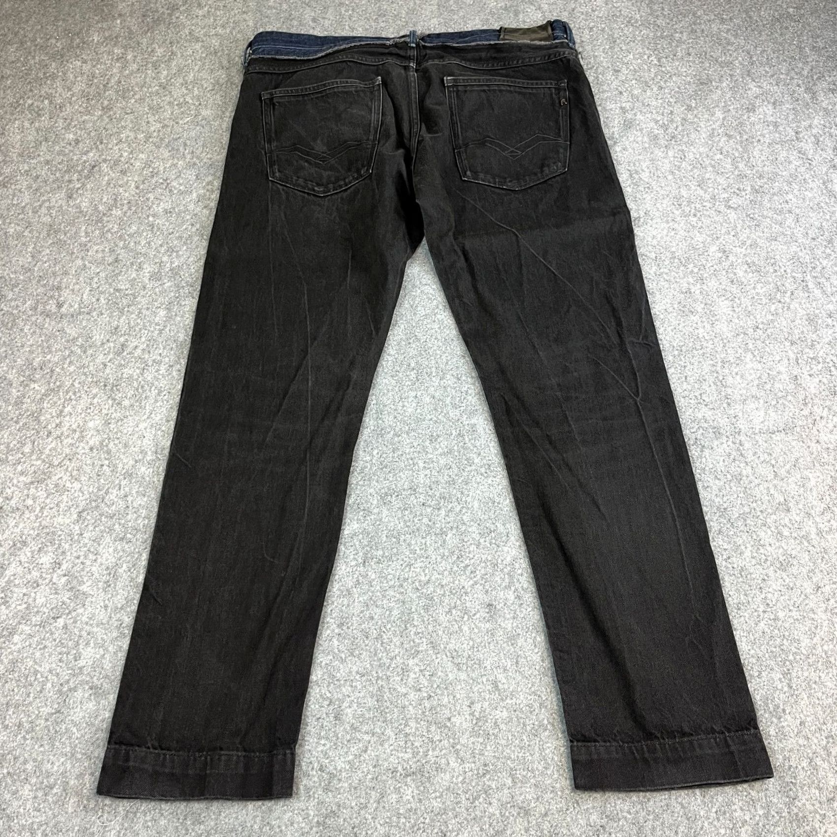 Replay Replay Atelier Jeans Tapered 36 32 Black Blue Trim Rare Denim 5-Pocket Mens Regular 32 In Inside Leg Medium Rise Black Cotton Jeans Size US 36 / EU 52 - 2 Thumbnail