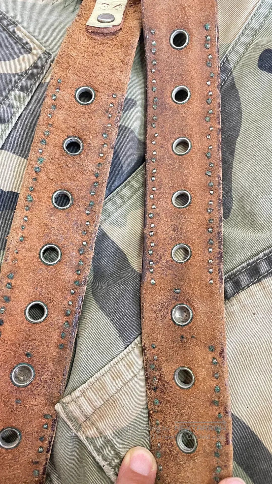 Japanese Brand HTC Distressed White Rivet Belt Size 34. Size ONE SIZE - 4 Thumbnail