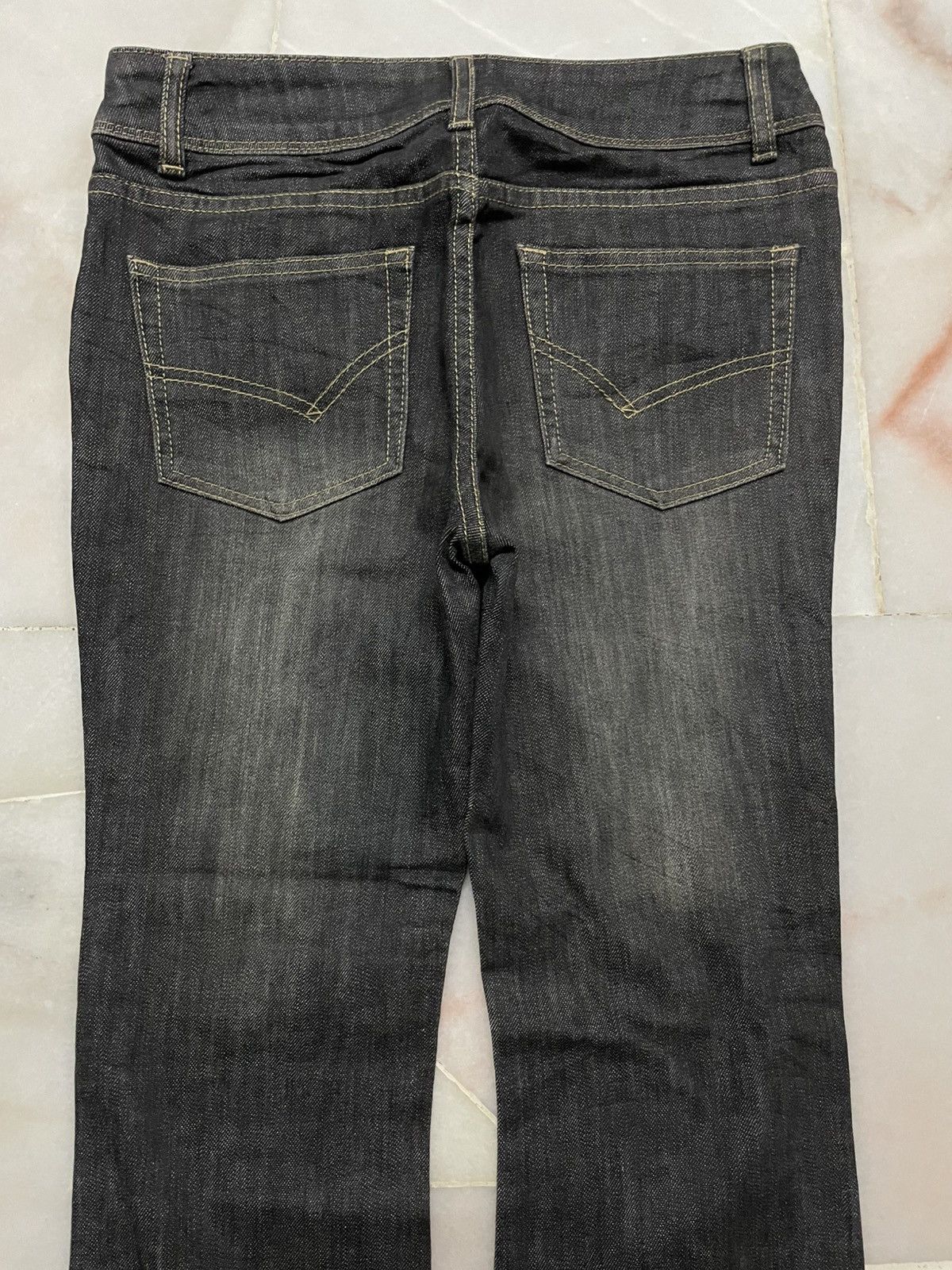 Vintage 💥Flared💥Japanese Sand Washed Bootcut Jeans Streetwear Style Size 28" / US 6 / IT 42 - 8 Thumbnail