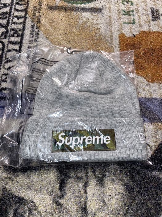 Supreme Supreme New Era Box Logo Beanie Grey (FW23) | Grailed