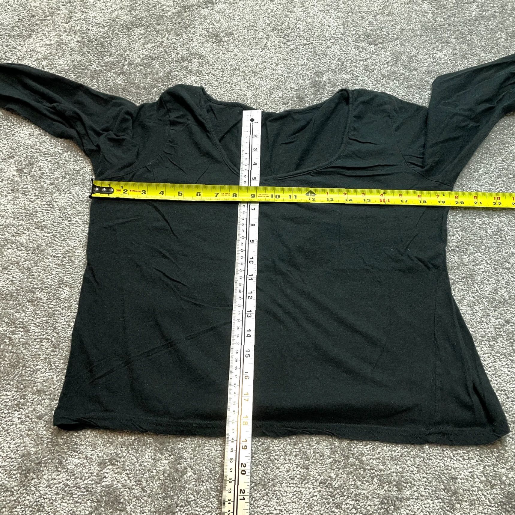 Vintage VINTAGE Unbranded Shirt Womens M Scoop Neck Long Sleeve Basic Soft Lightweight Top Black - Regular Fit, Cotton Knit, Casual, 90s, Ladies Size M / US 6-8 / IT 42-44 - 3 Thumbnail
