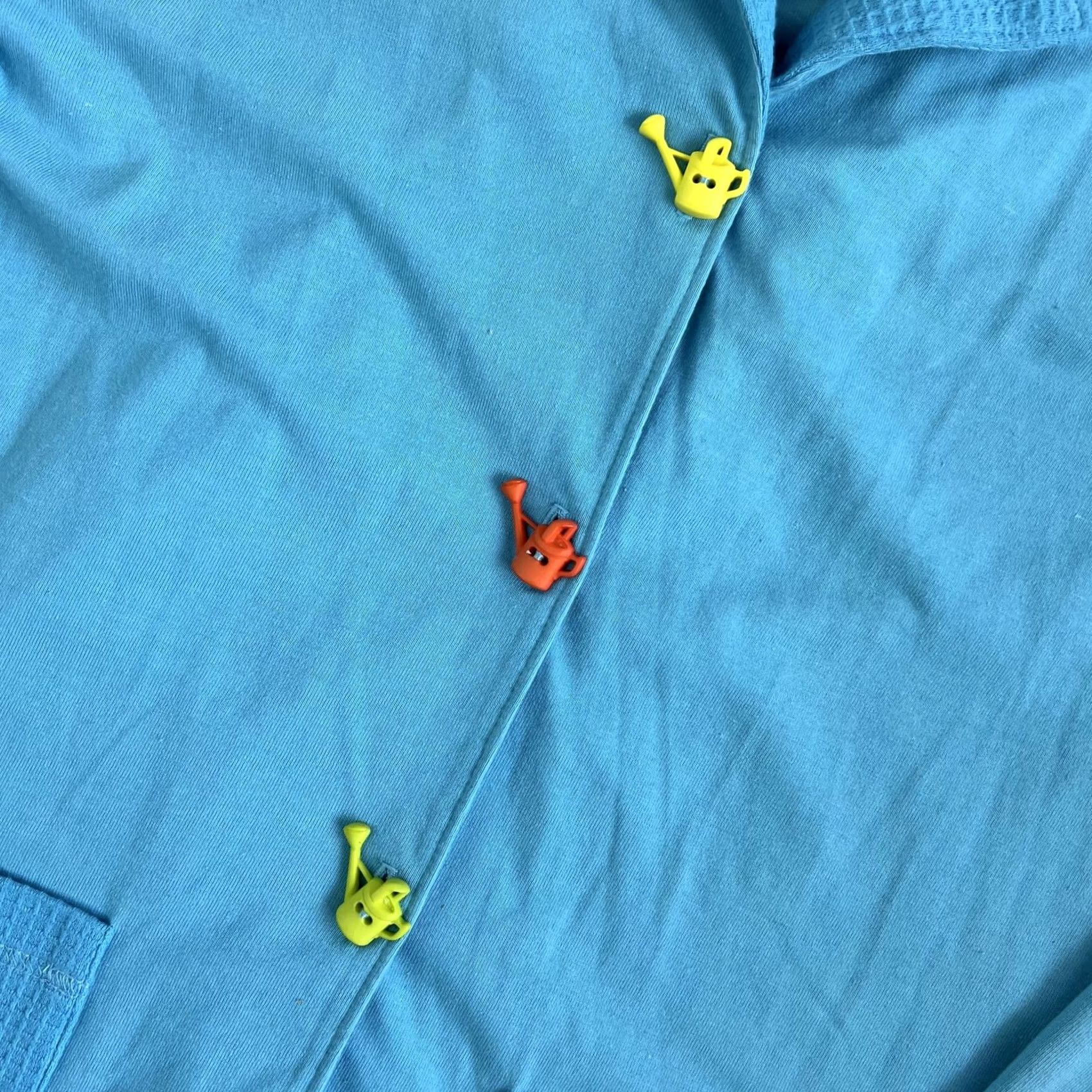 Vintage amyjess Shirt Womens XL Blue Garden Watering Can Button Long Sleeve Top USA Size XL / US 12-14 / IT 48-50 - 2 Thumbnail