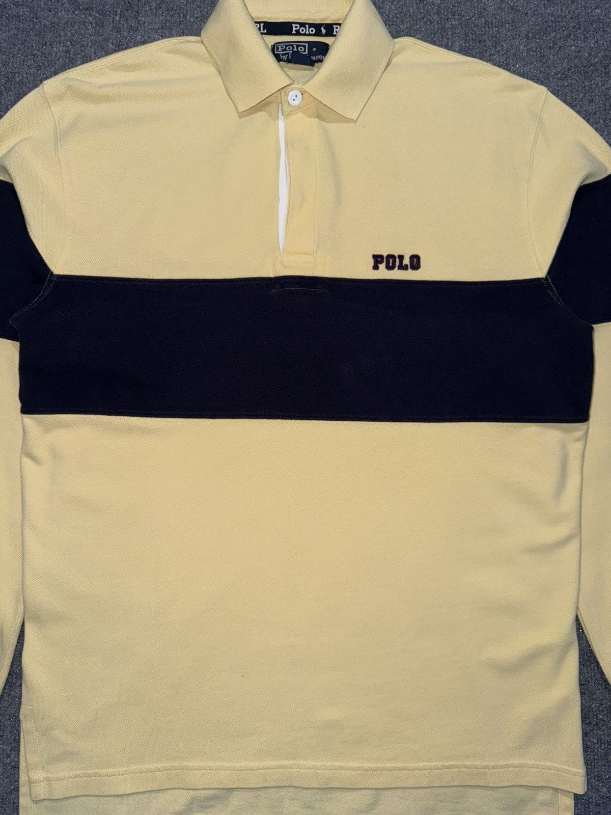 Polo Ralph Lauren Polo Ralph Lauren Yellow Navy Pique Rugby M Size US M / EU 48-50 / 2 - 2 Thumbnail
