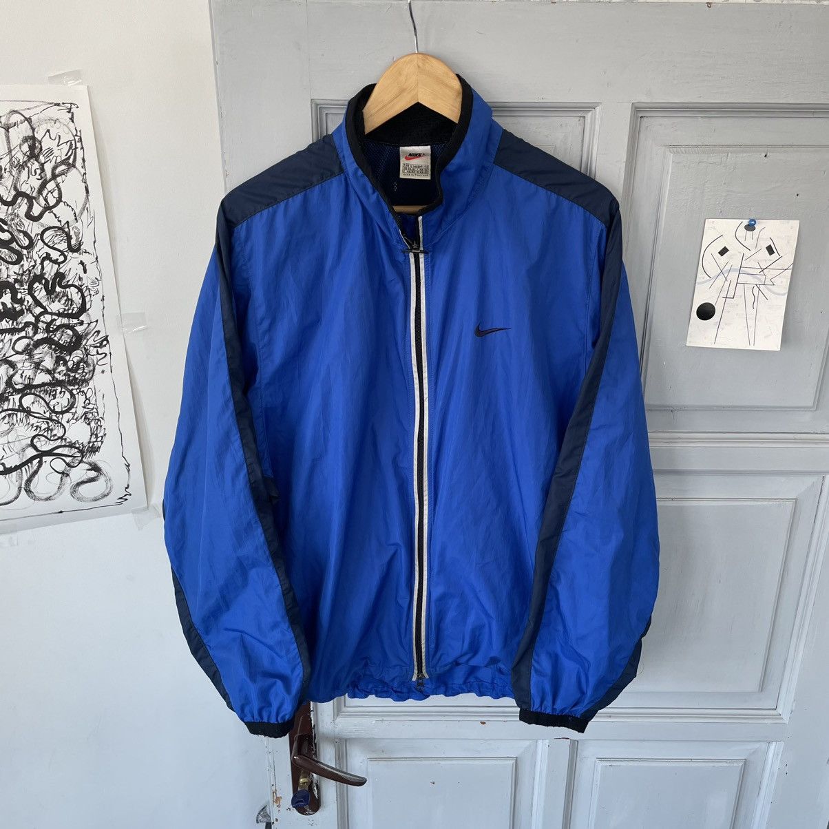 Nike × Vintage Vintage 90’s Nike Neilon Tracksuit Jacket Blue size L Size US M / EU 48-50 / 2 - 5 Thumbnail