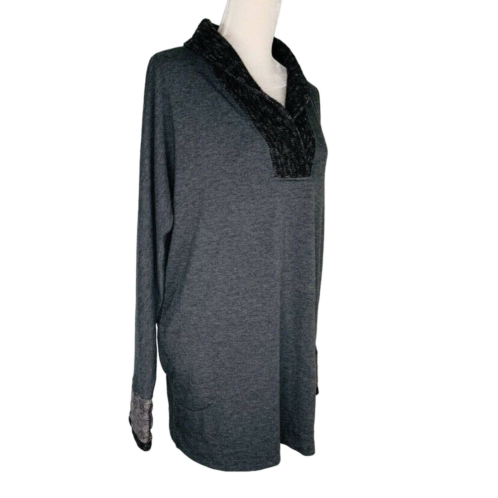 Other Soft Surroundings Gray Tunic Top M Gray LS Soft Pockets Size M / US 6-8 / IT 42-44 - 5 Thumbnail