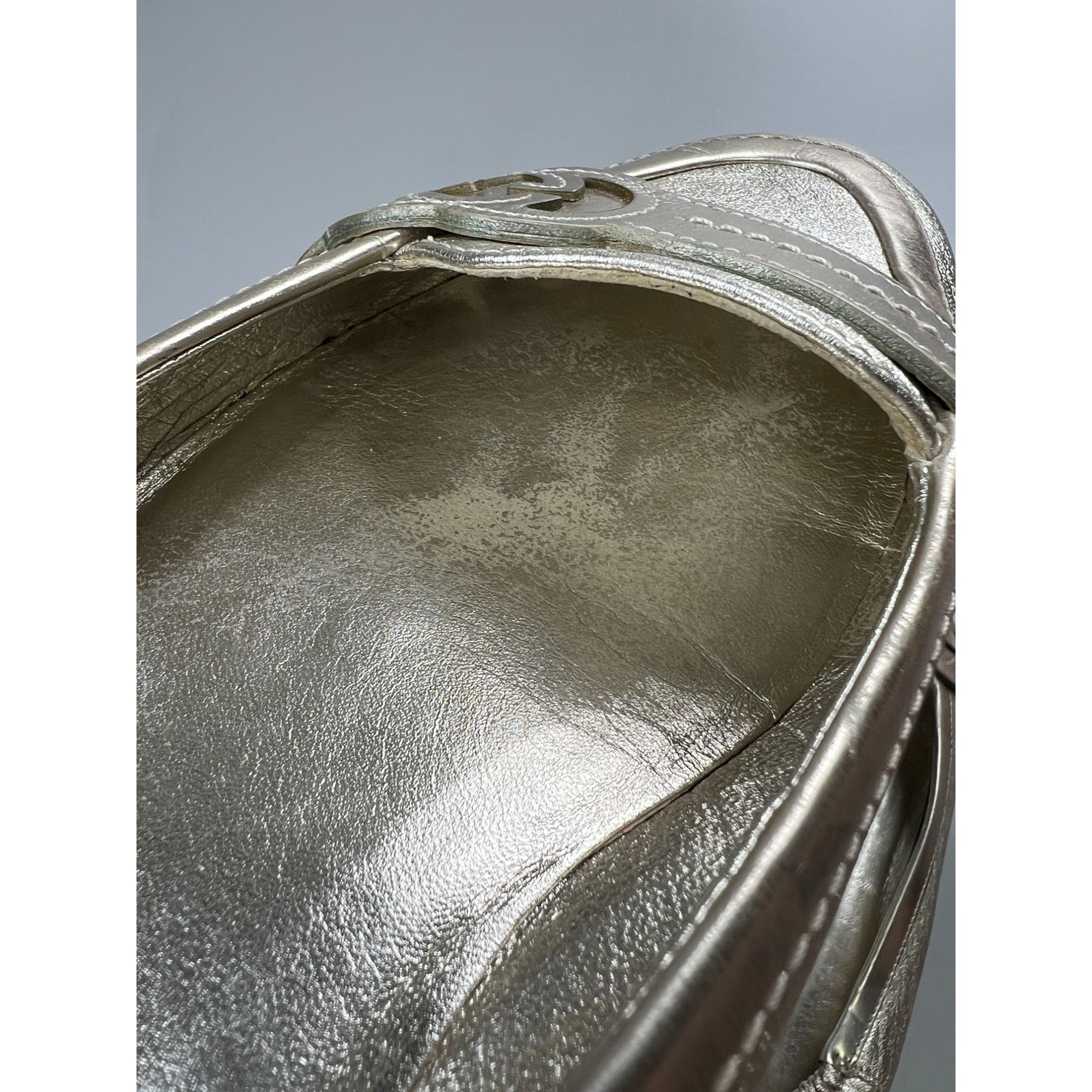 Gucci Gucci Interlocking G Silver Leather Ballet Flats (Y1006) Size US 9.5 / IT 39.5 - 13 Thumbnail