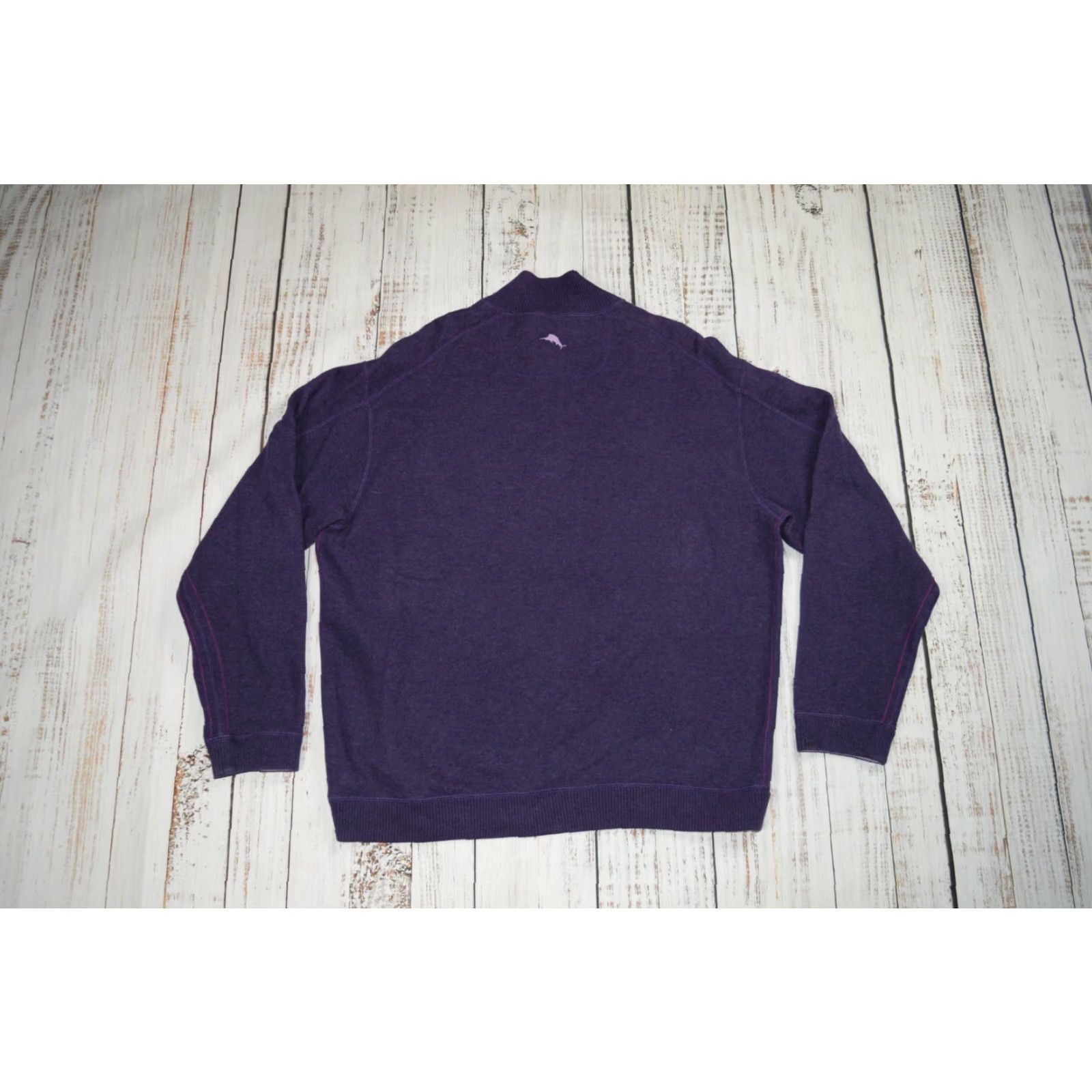 Tommy Bahama TOMMY BAHAMA Cotton Sweater Pullover Reversible 1/4 Zip Mock Neck Long Sleeve XL Purple Mens Size US XL / EU 56 / 4 - 7 Thumbnail