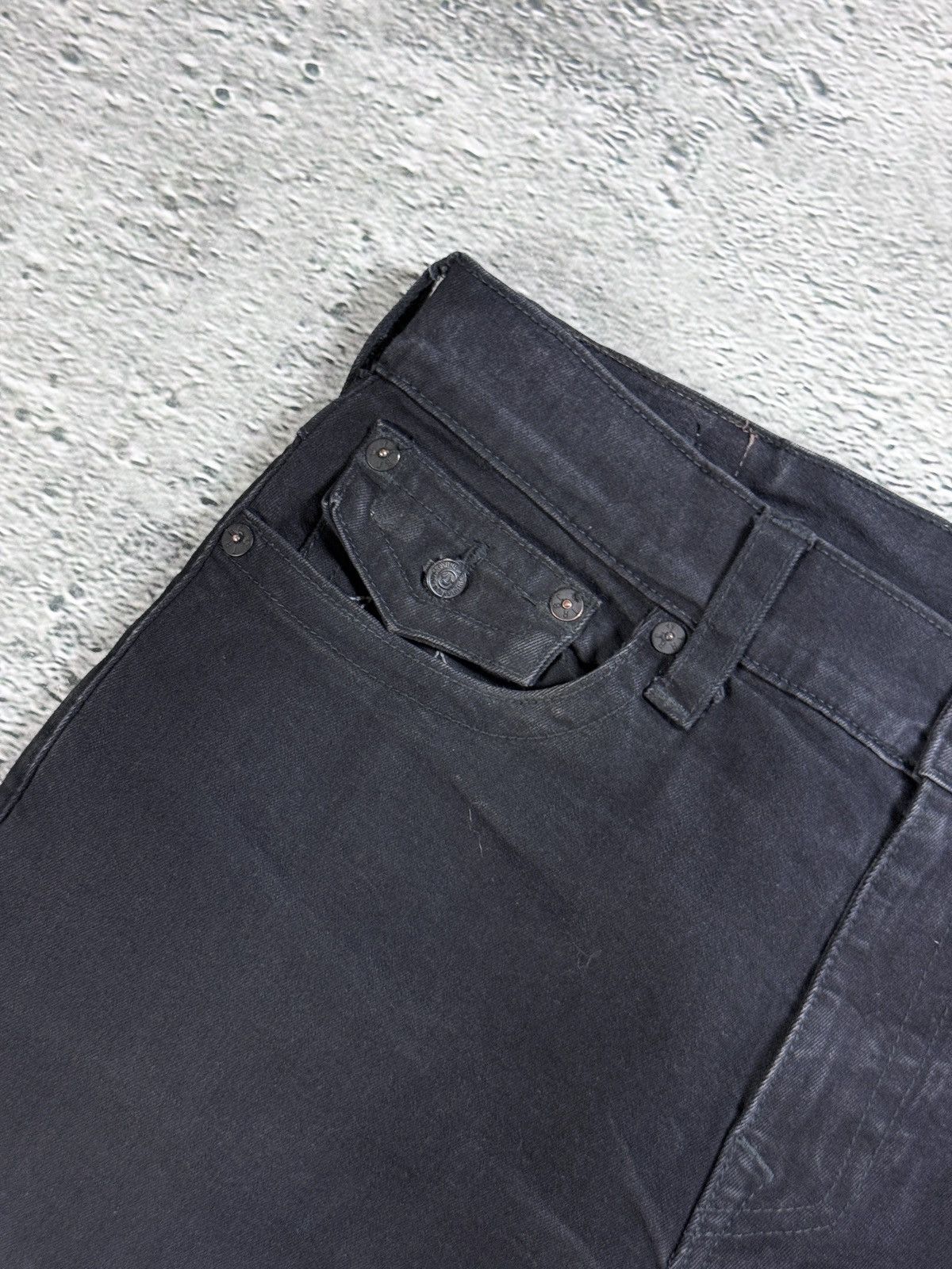 True Religion True Religion black jeans white thick stitching Y2K Rocco Size US 34 / EU 50 - 6 Thumbnail