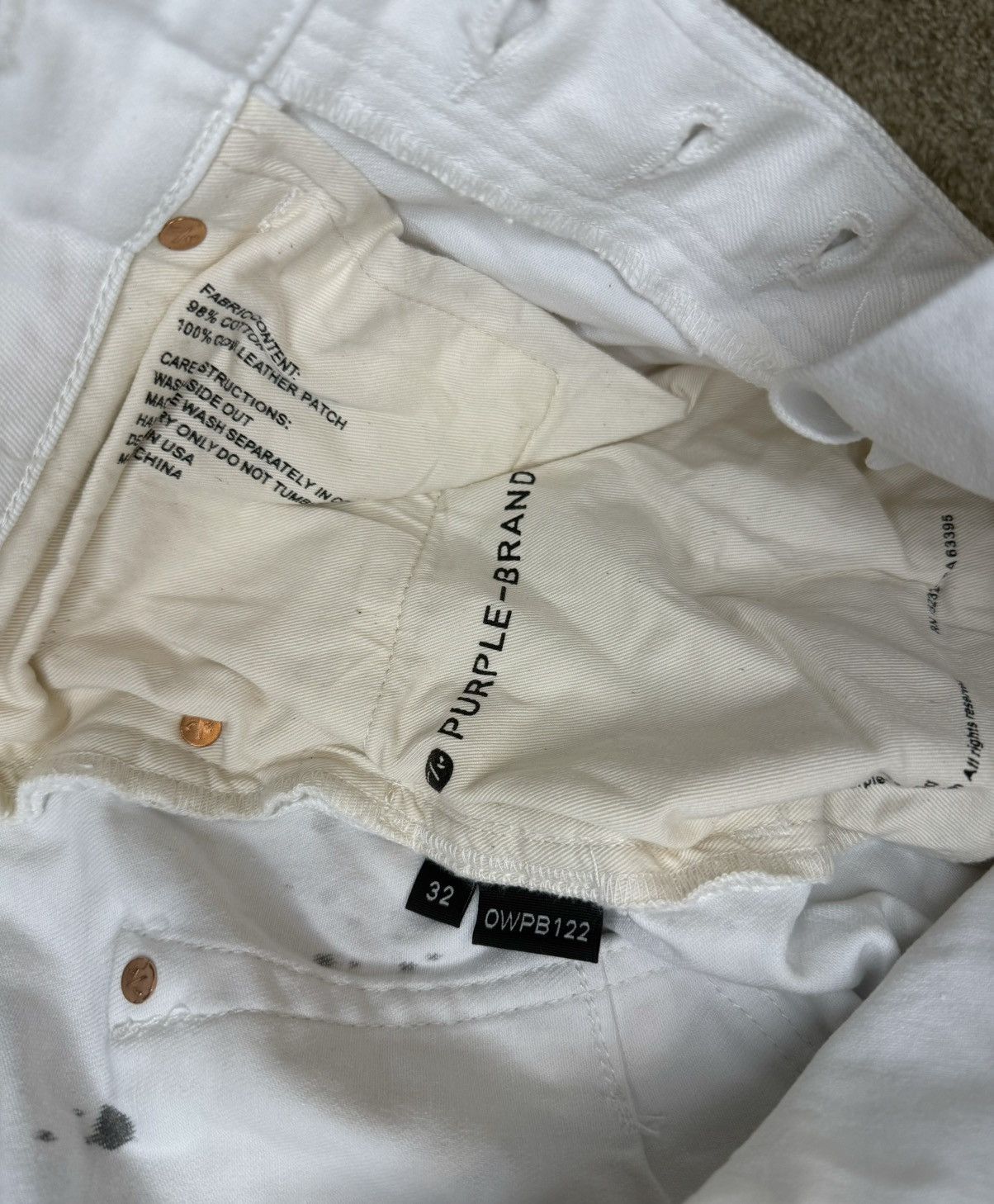 Purple Brand Purple Brand Optic White Paint Blowout Jeans Size US 32 / EU 48 - 5 Thumbnail