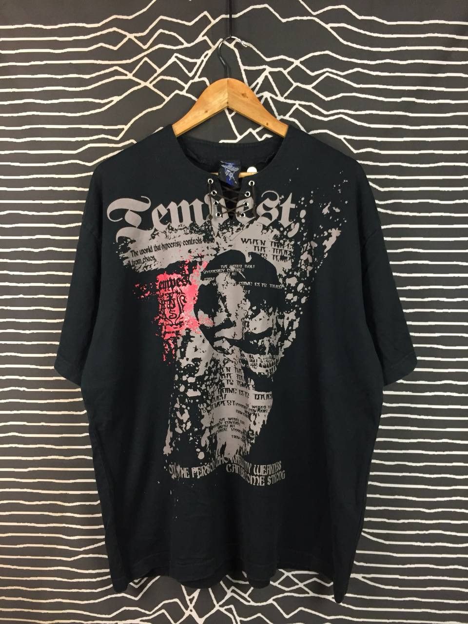 Japanese Brand Tempest Japan Skull Cyber Grunge Lace-Up Graphic Tee Size US XXL / EU 58 / 5 - 1 Thumbnail