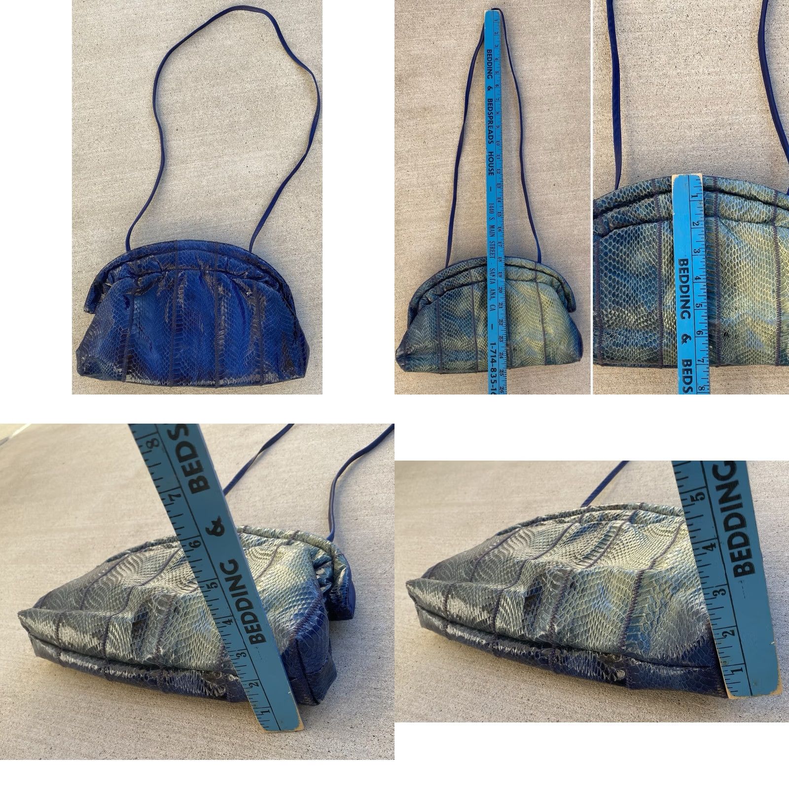 Vintage VINTAGE Morgan Taylor Leather Snakeskin Handbag Blue Purse Bag Womens Shoulder Bag 1980s Glitter Size ONE SIZE - 9 Thumbnail