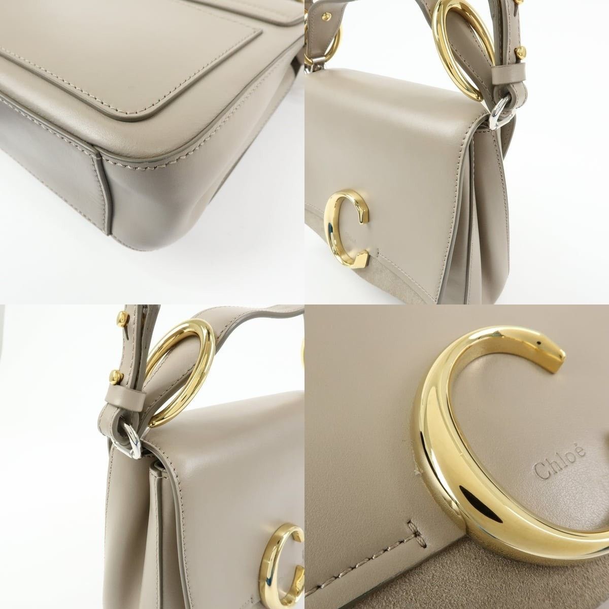 Chloe Chloe C Leather & Suede Flap Bag Beige Size ONE SIZE - 5 Thumbnail