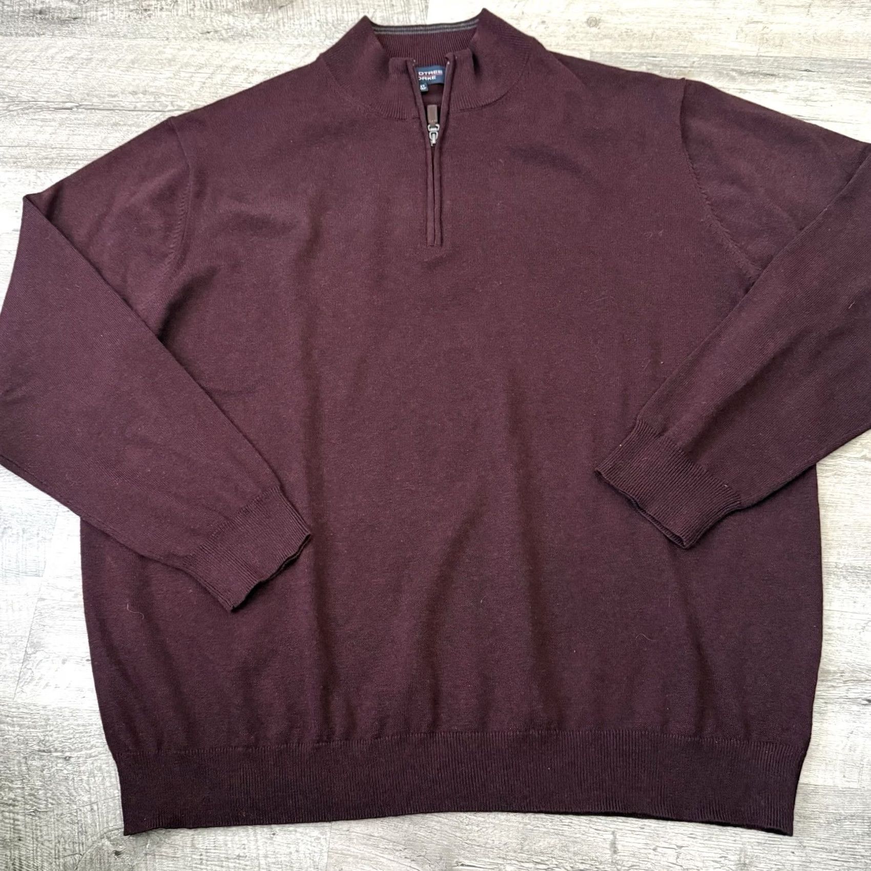 Roundtree & Yorke VINTAGE Roundtree & Yorke 1/4 Zip Sweater Mens 3XT Tall Dark Wine Lightweight Pullover Size US XXL / EU 58 / 5 - 3 Thumbnail