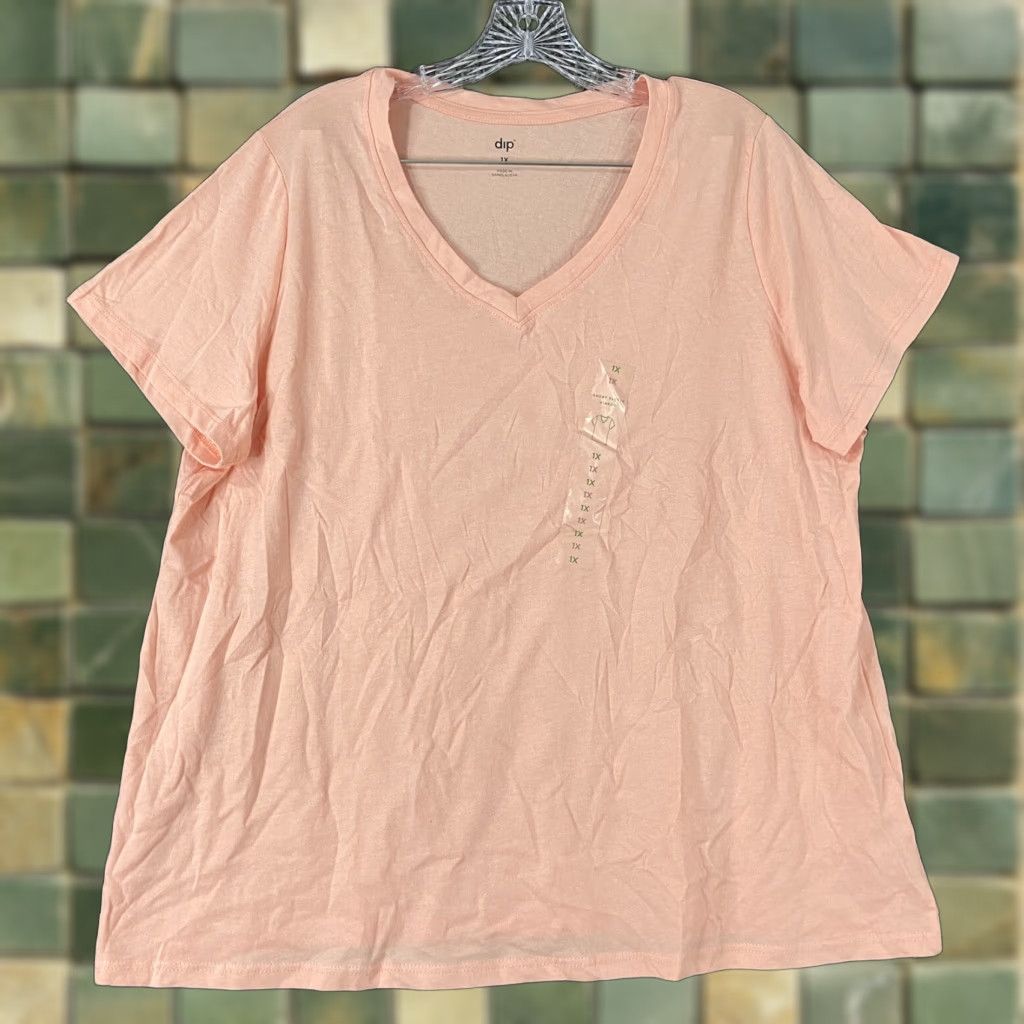 Vintage VINTAGE Dip Women's Blouse 1X Pink Short Sleeve V-Neck Plus Size Size XL / US 12-14 / IT 48-50 - 1 Thumbnail