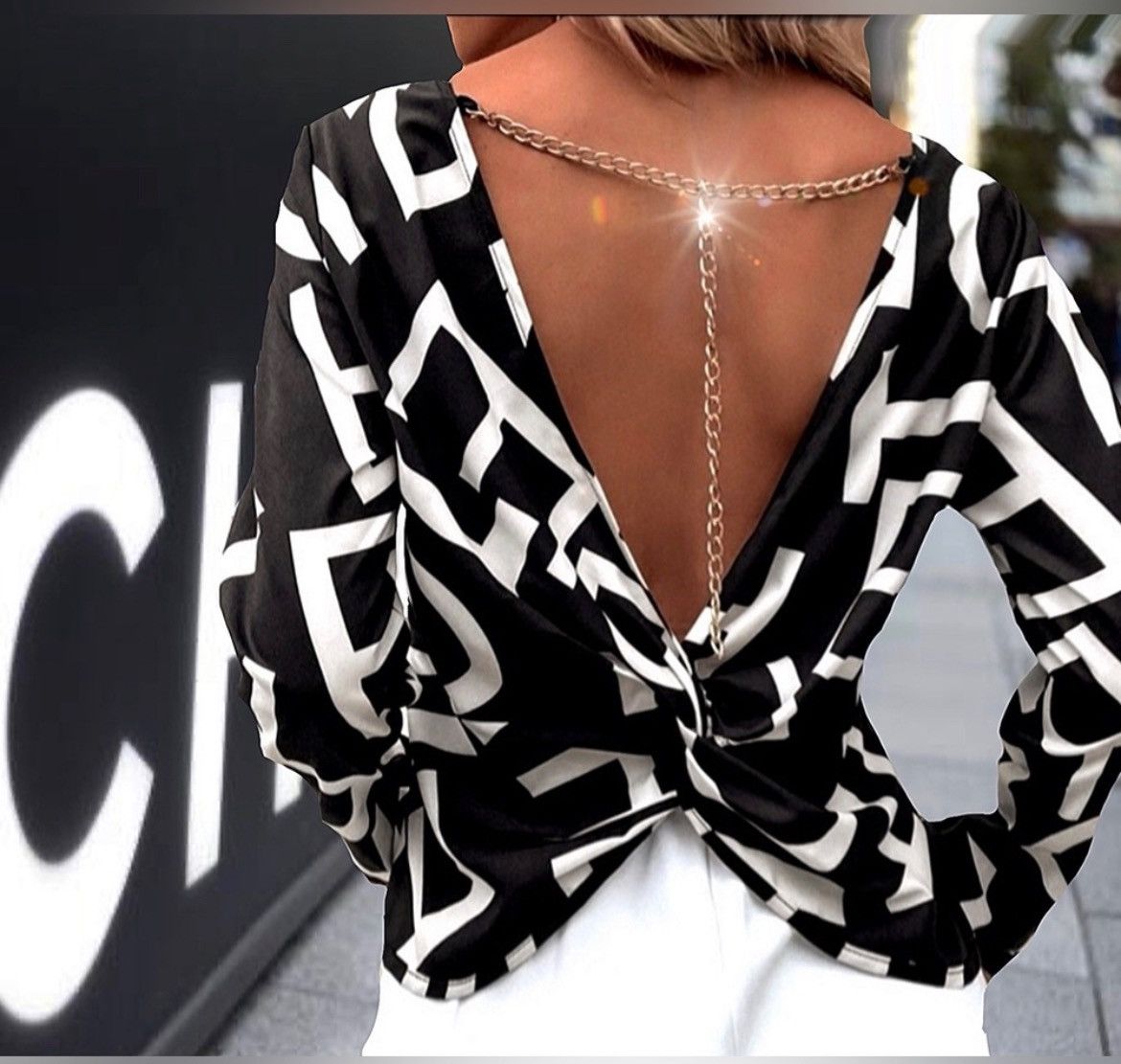 Designer × Other NWT, Lavishly Paris Women’s Sexy Designer Twist Back Blouse. Size S / US 4 / IT 40 - 1 Thumbnail