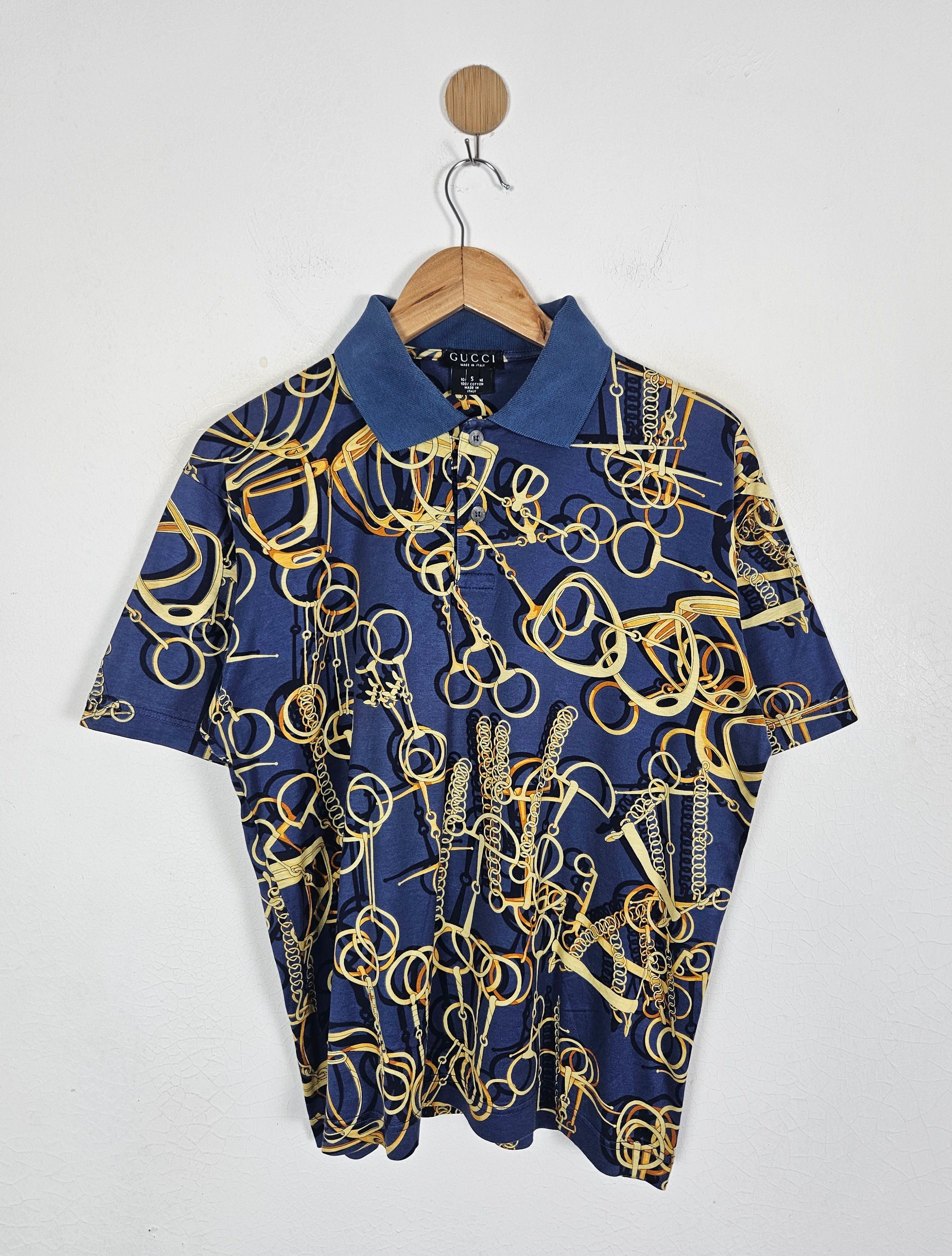 Gucci Vintage Gucci Italy Chain Polo Tee Size US S / EU 44-46 / 1 - 1 Thumbnail
