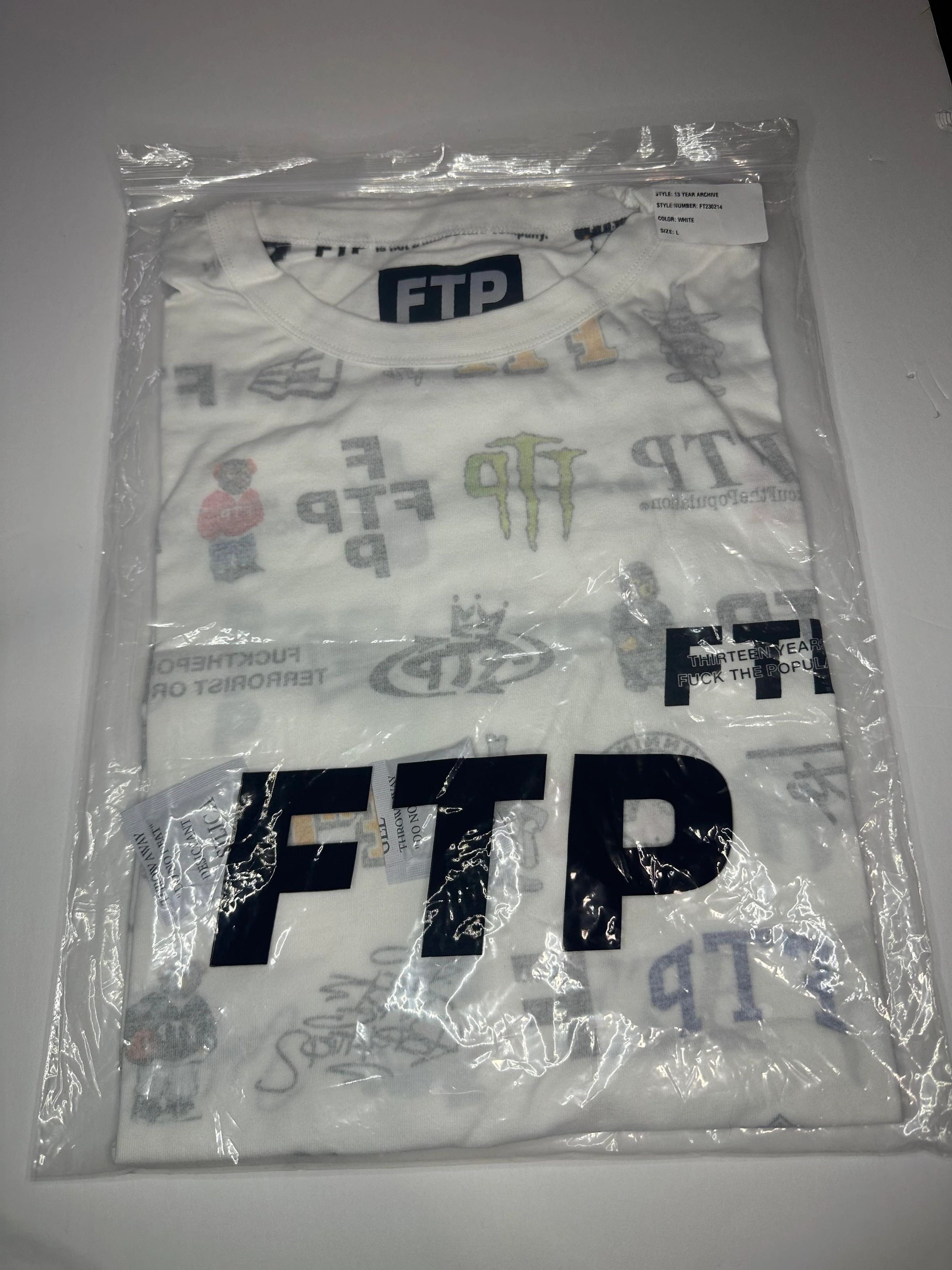 Fuck The Population FTP 13 YEAR ANNIVERSARY REVERSIBLE LOGOS TEE - LARGE Size US L / EU 52-54 / 3 - 2 Thumbnail