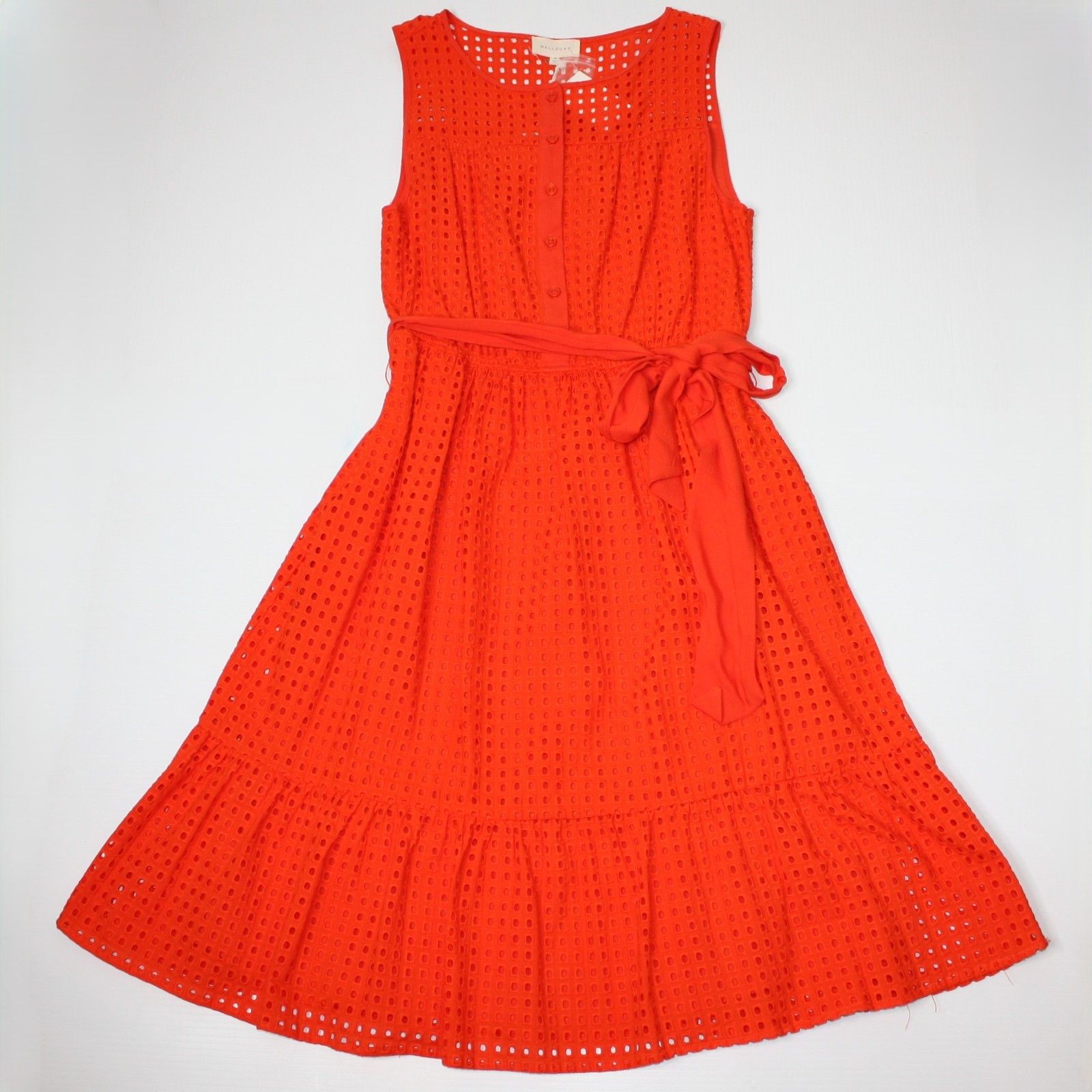 Other Mellóday Eyelet Ruffle Hem Dress in Orange Red Color NWT Size M / US 6-8 / IT 42-44 - 7 Thumbnail