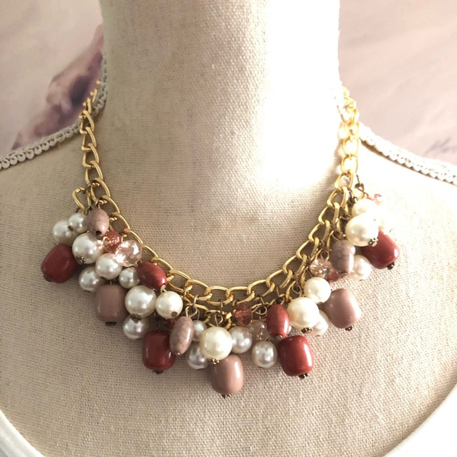 Jewelry Bauble beaded cluster gold chain necklace Size ONE SIZE - 1 Thumbnail