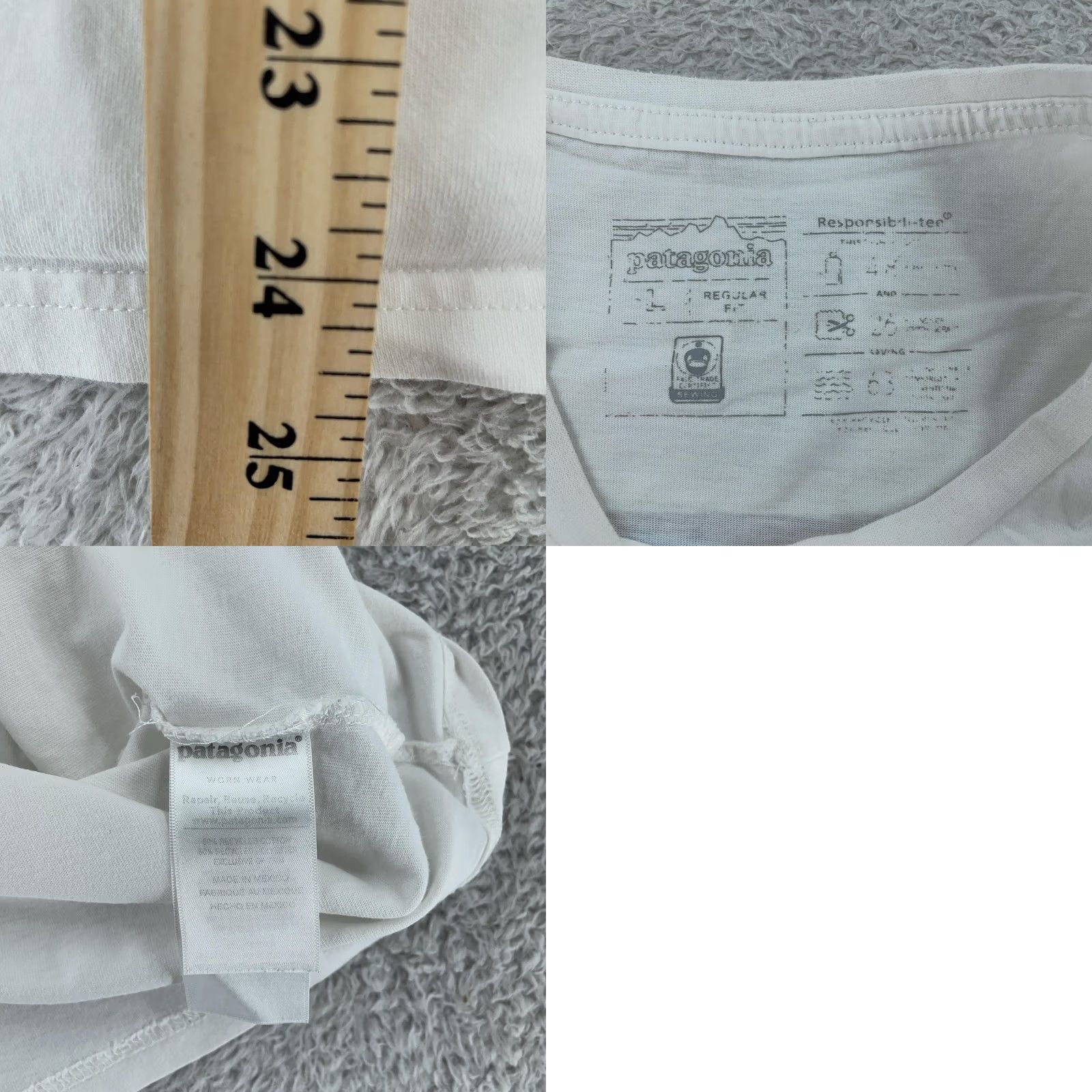 Patagonia Patagonia Shirt XS White Responsibili-Tee Logo Graphic Outdoors Mens Short Sleeve Crew Neck T-Shirt Cotton Polyester Size US XS / EU 42 / 0 - 9 Thumbnail