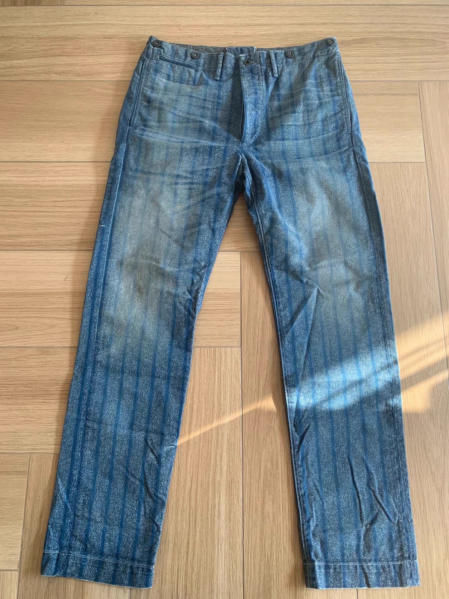 RRL Ralph Lauren RRL Men's Vintage Indigo Stripe Twill Pant 33-32 Size US 33 - 1 Thumbnail