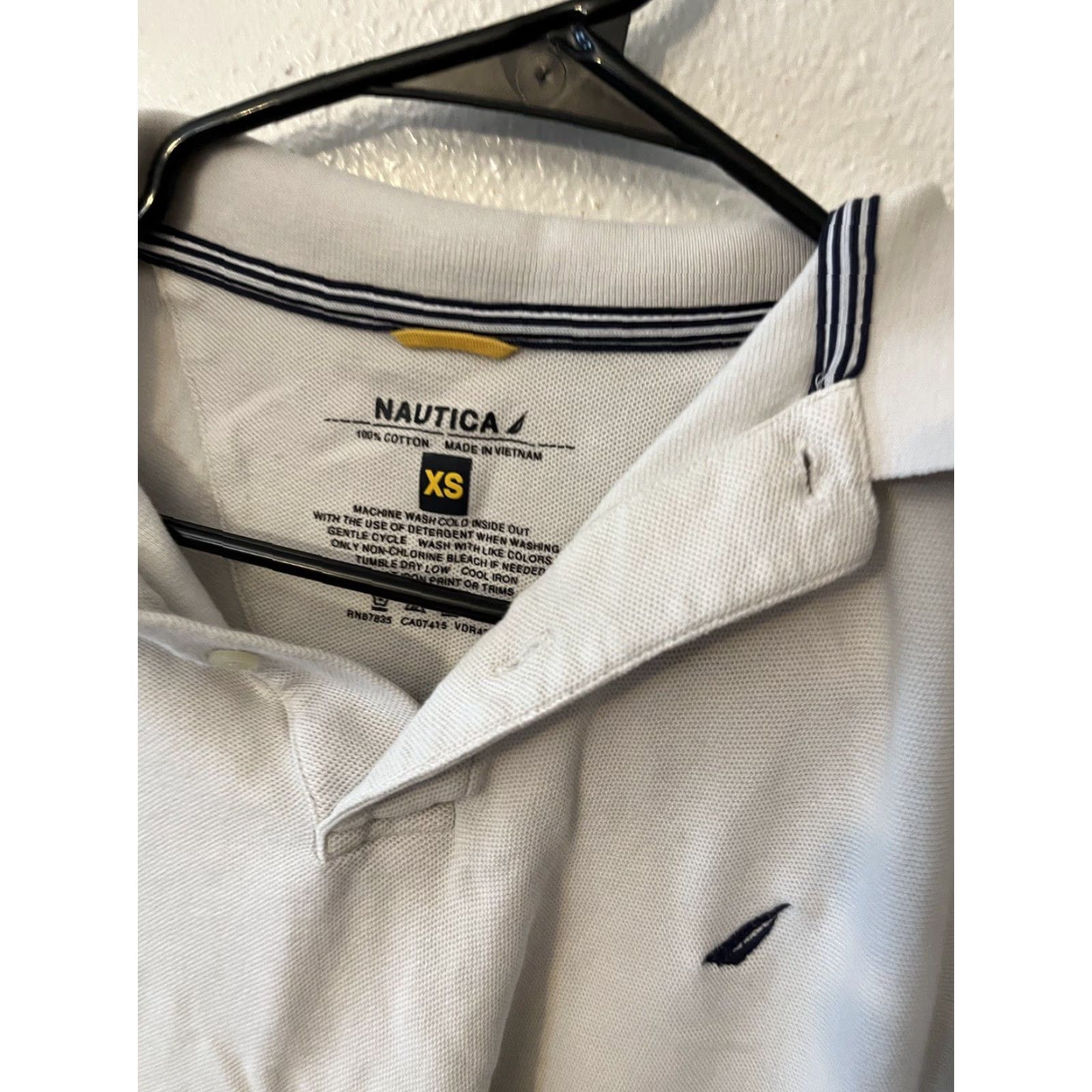 Nautica Nautica Polo Shirt Classic Fit Short Sleeve White XS Cotton Woven Logo Golf Boating Mens Polo Shirt Size US XS / EU 42 / 0 - 2 Thumbnail