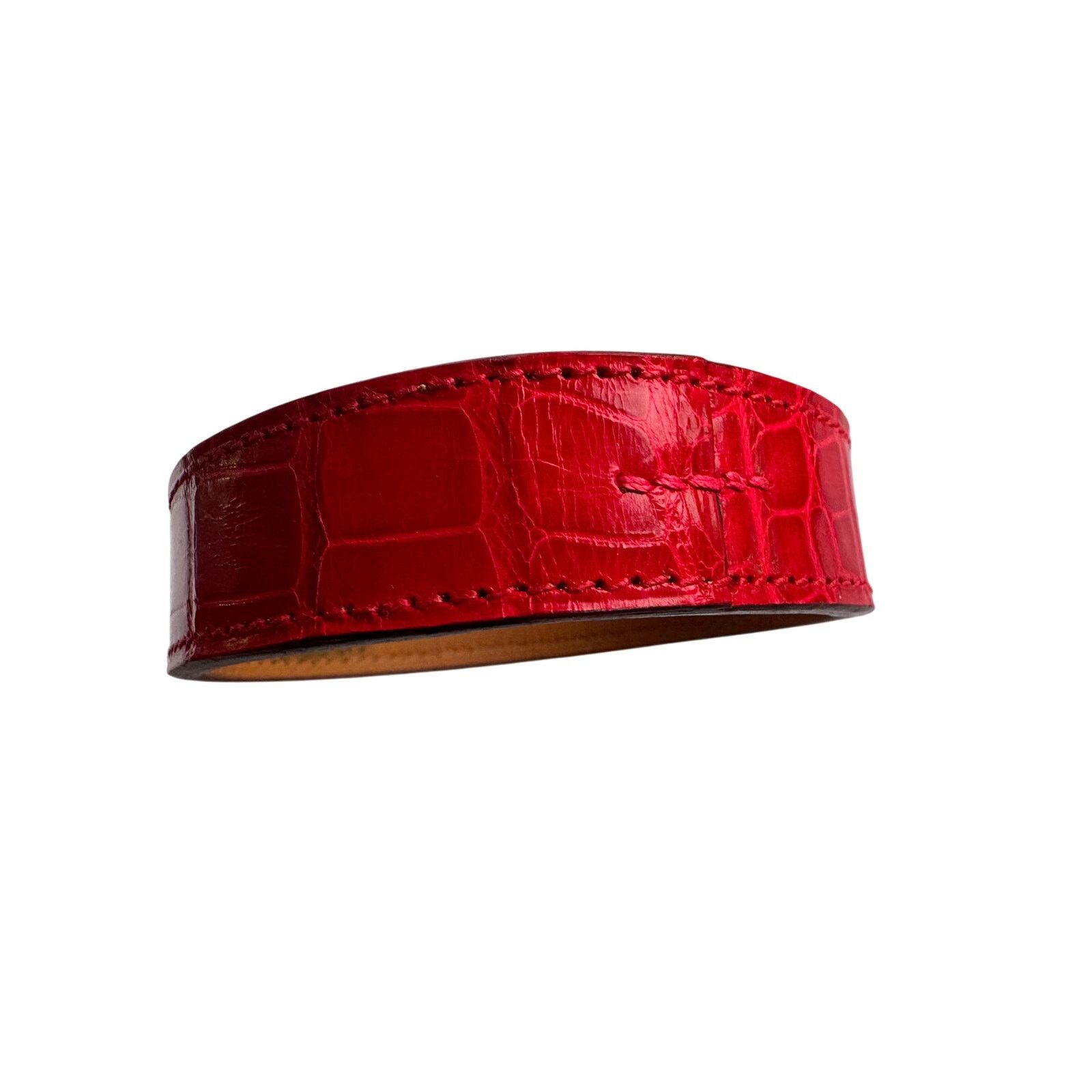 Hermes Hermes Red Croc Embossed Leather Bangle Bracelet Size ONE SIZE - 8 Thumbnail
