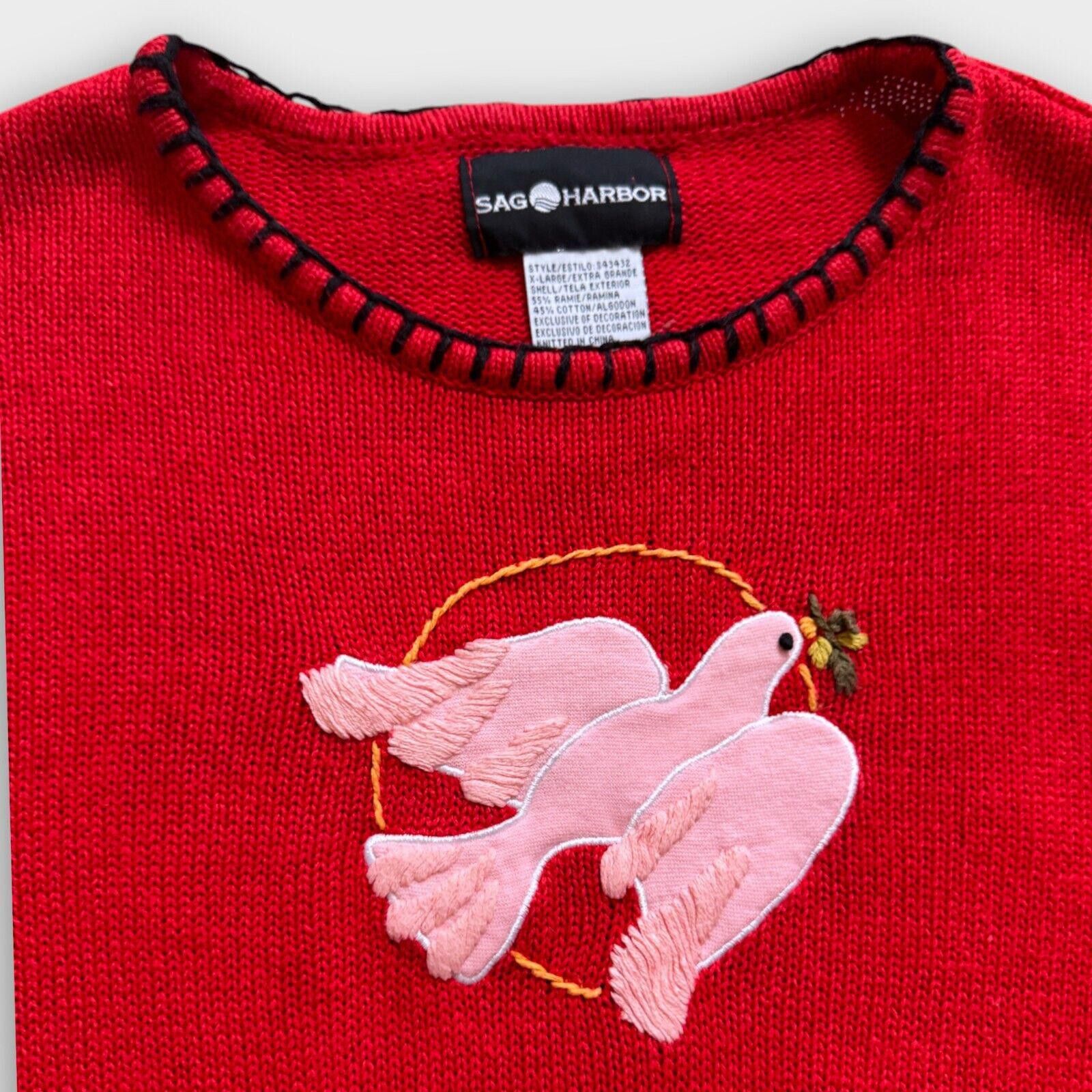 Other Vintage 90s Christmas Pullover Pink Dove Knit Sweater Size XL / US 12-14 / IT 48-50 - 6 Thumbnail