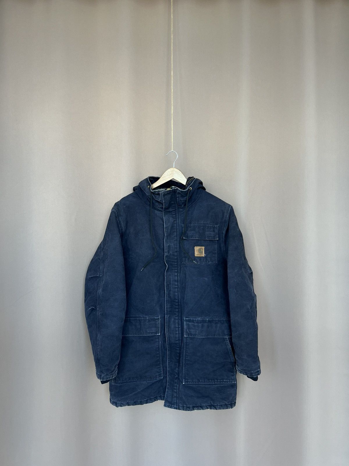 image of Carhartt Siberian Parka Thinsulate Hooded in Navy Blue, Men's (Size Medium)