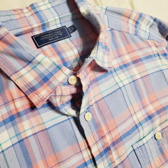 Vineyard Vines Vineyard Vines Shirt Blue Pink Tartan Button Collared SZ:L Size US L / EU 52-54 / 3 - 1 Thumbnail