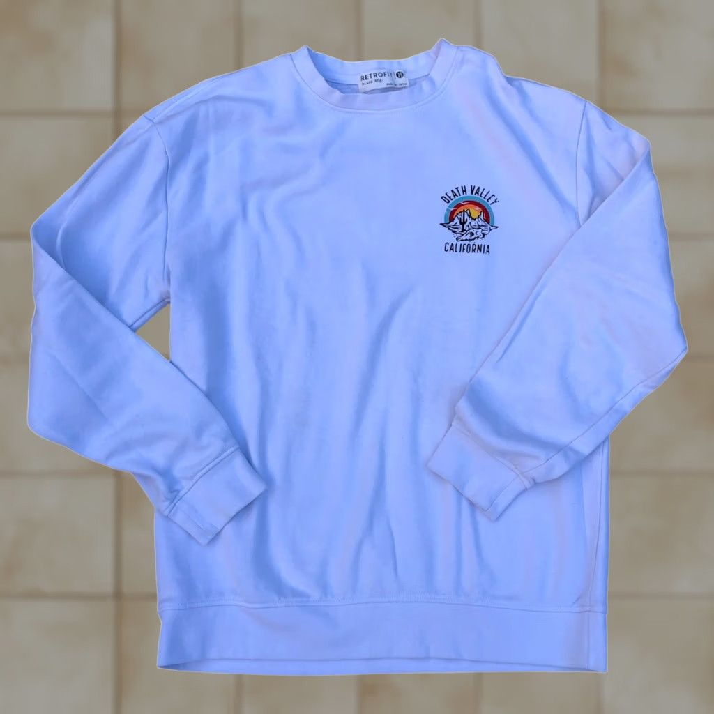 Vintage RETROFIT Death Valley National Park Sweatshirt MEDIUM Men's Sweater White Cotton Size US M / EU 48-50 / 2 - 1 Thumbnail