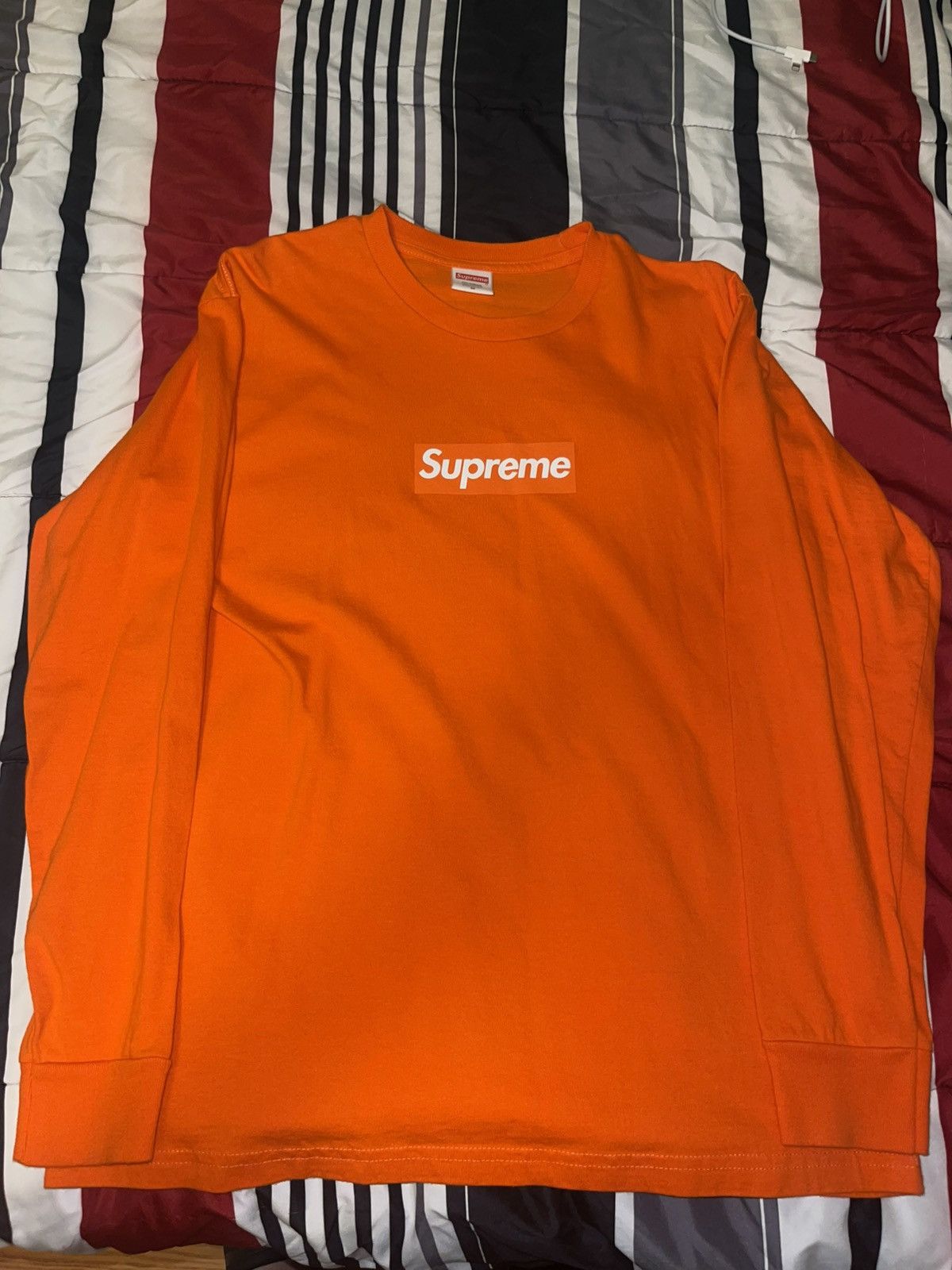 Supreme orange on orange supreme box logo long sleeve | Grailed