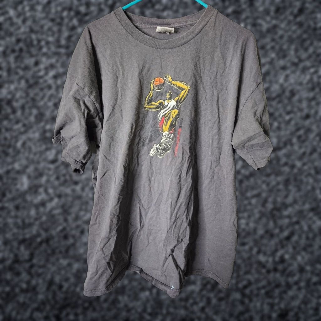 Nike VINTAGE Nike Basketball Shirt Mens 2XL White Tag Distressed Double-Sided 1990s Gray Cotton Short Sleeve Mens 90s Sports Graphic Print Size US XXL / EU 58 / 5 - 1 Thumbnail
